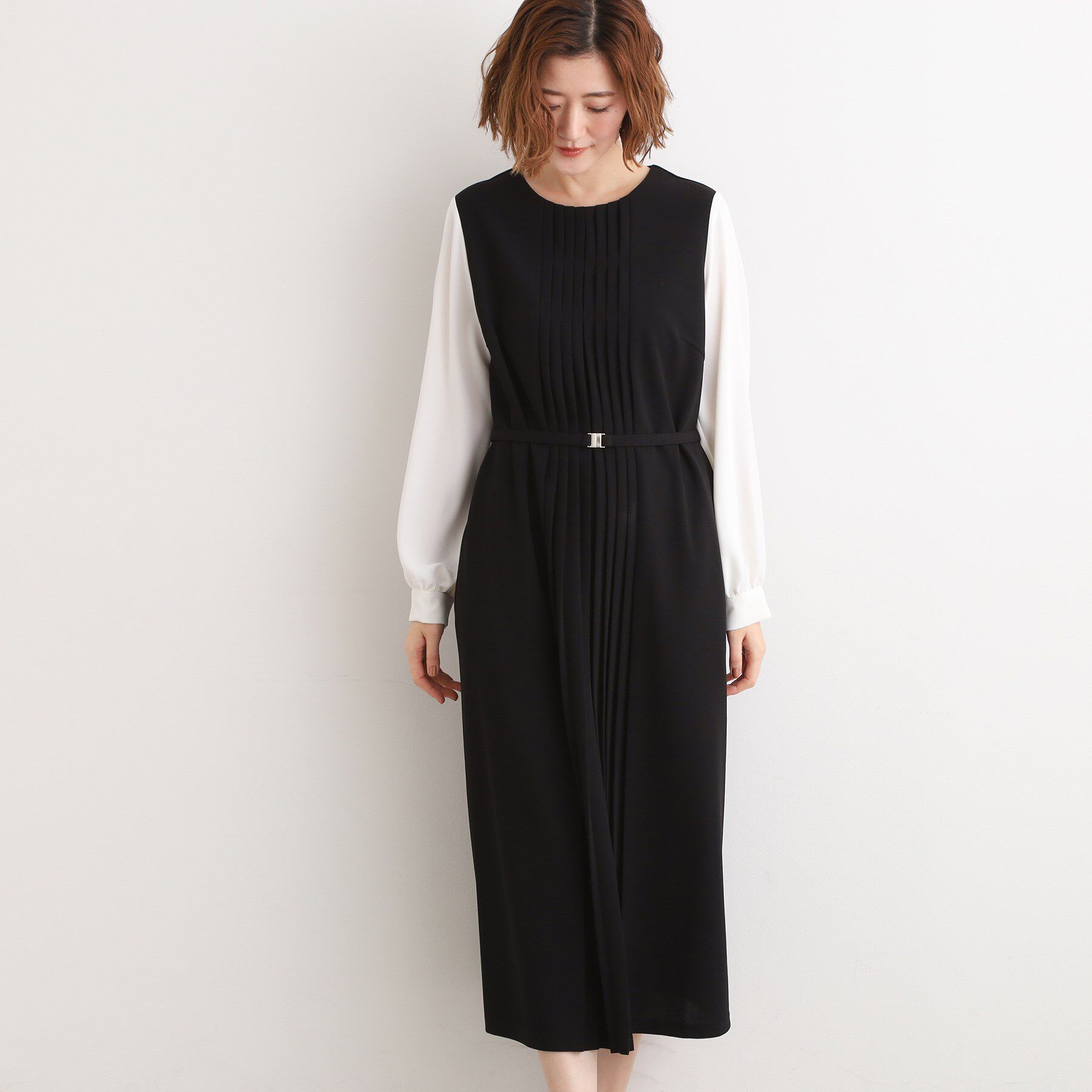 grove「【手洗いOK】フロントプリーツ袖コンシャスワンピース」|ワンピース|