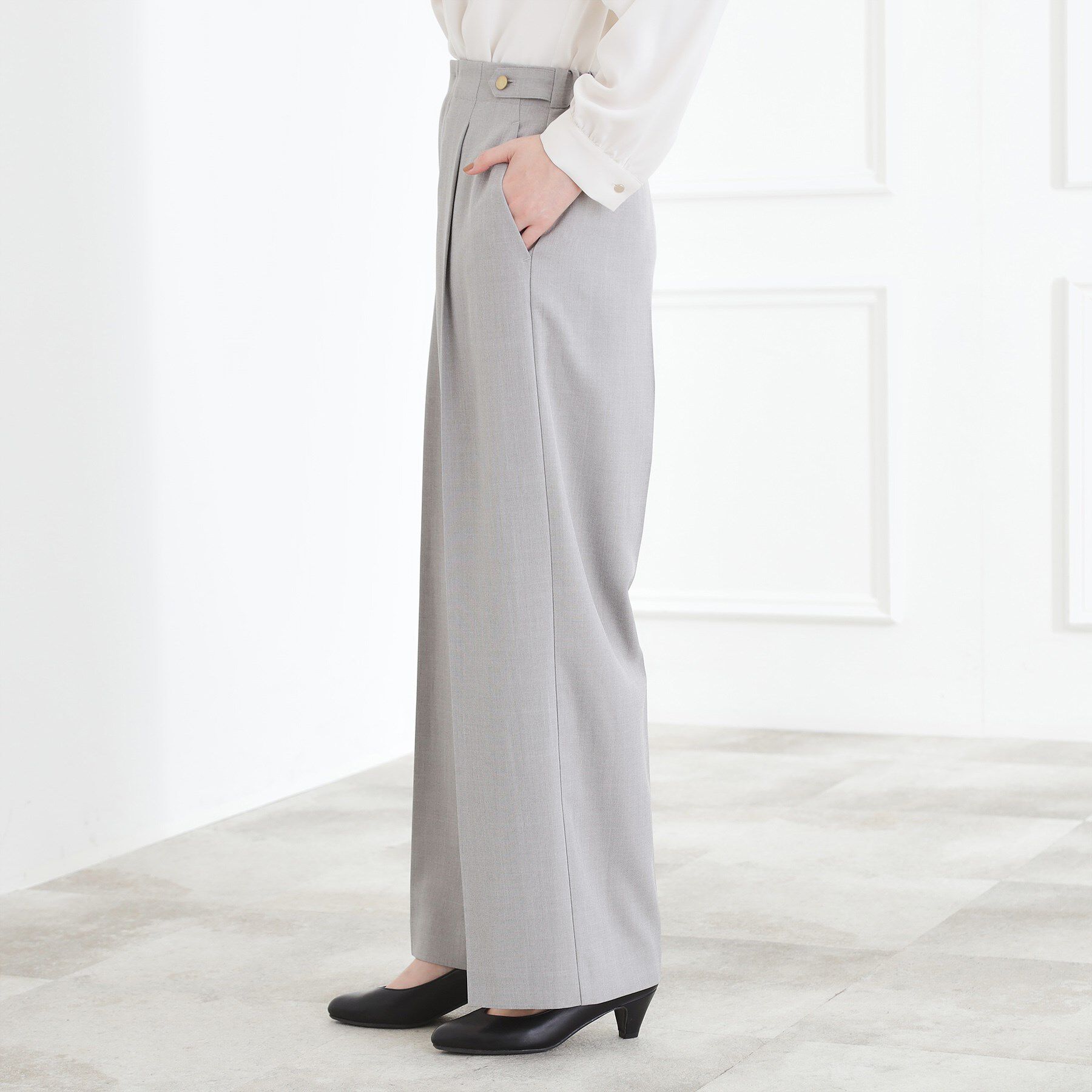 grove「【マシンウォッシュ/防シワ/S-3L】着回しできるカセット服ワイドパンツ」|その他|