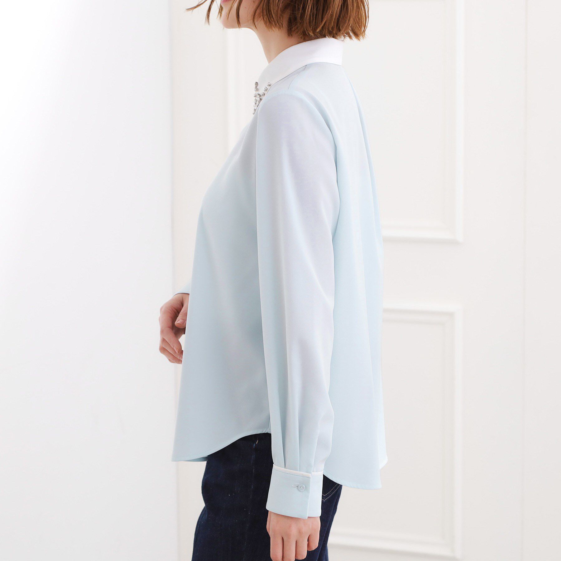 grove「ビジューカラー とろみシャツ」|シャツ・ブラウス|