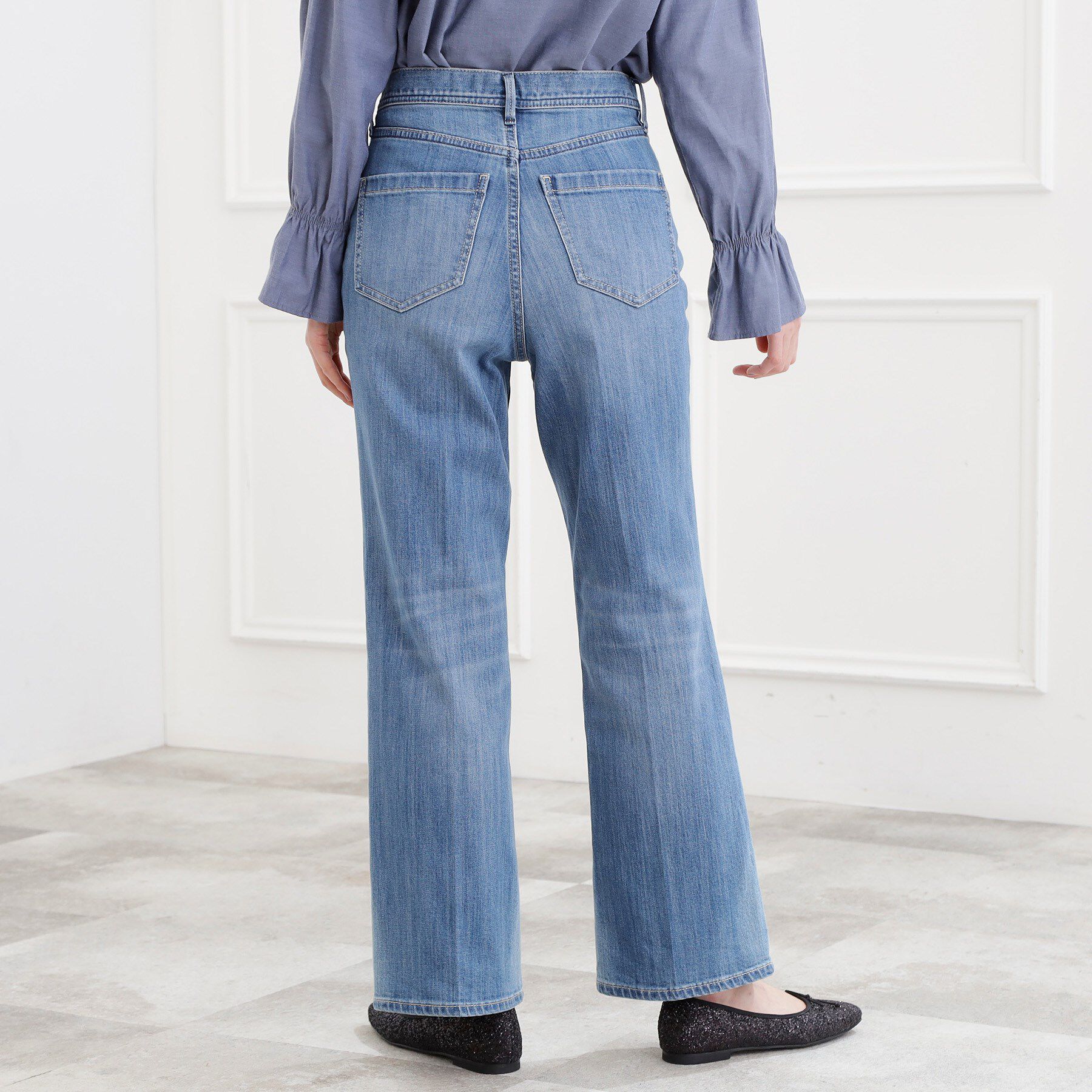 grove「【選べる着丈】美シルエットデニムソフトフレアーパンツ」|デニム|
