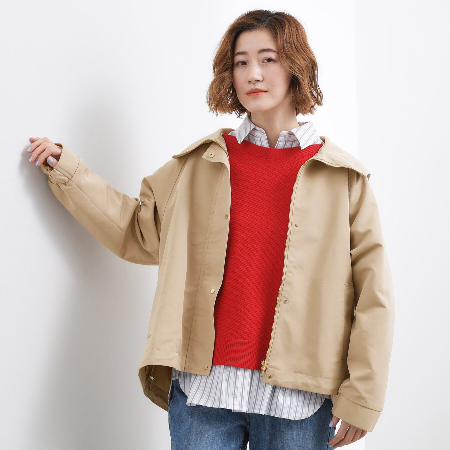 grove「【貴島明日香さん着用】【撥水】きれいめに着こなせるマウンテンパーカ」|ブルゾン・スタジャン|ベージュ(852)