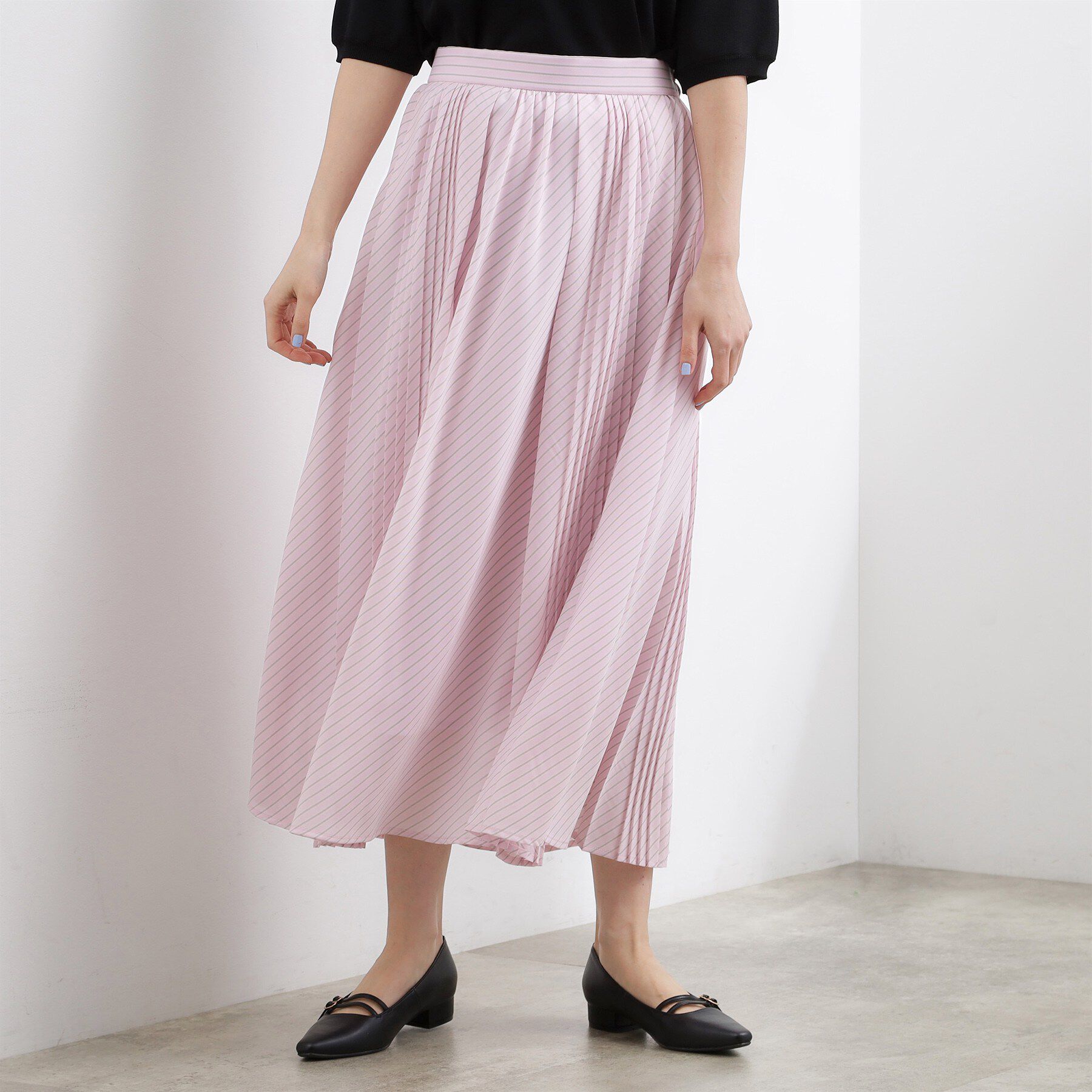 grove「動くたびに表情が生まれる　軽やかストライププリーツスカート」|スカート|