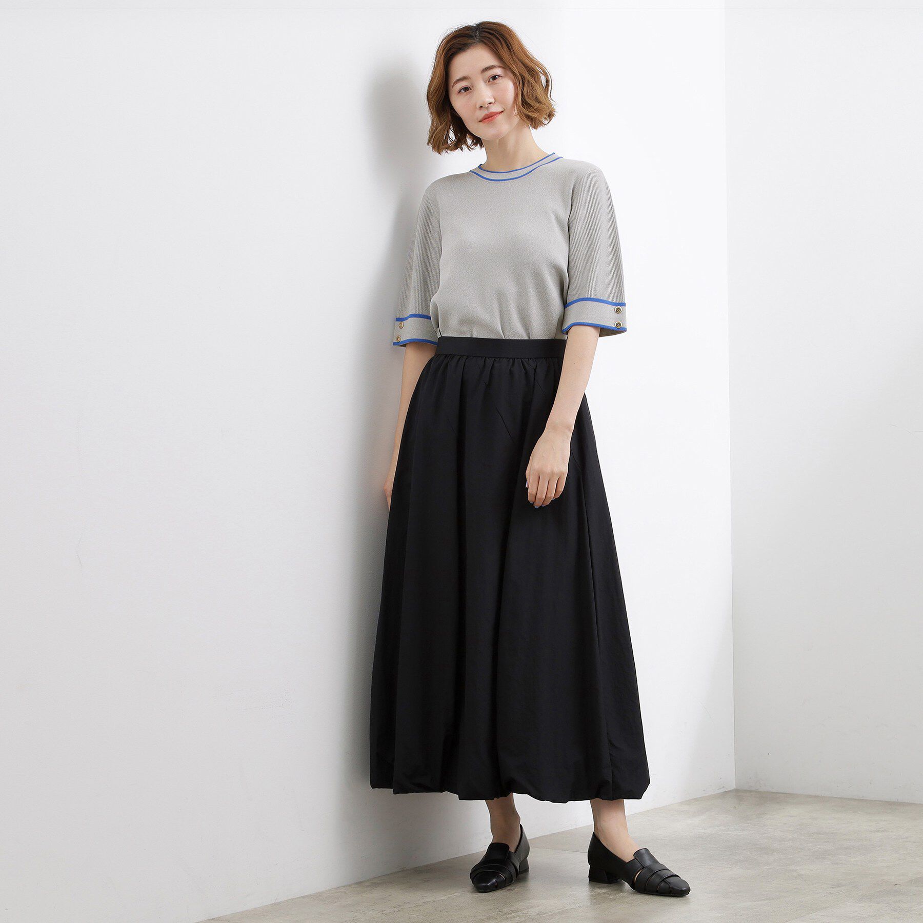 grove「【貴島明日香さん着用】やわらかドライタッチ 袖メッシュ編みニット」|ニット・セーター|