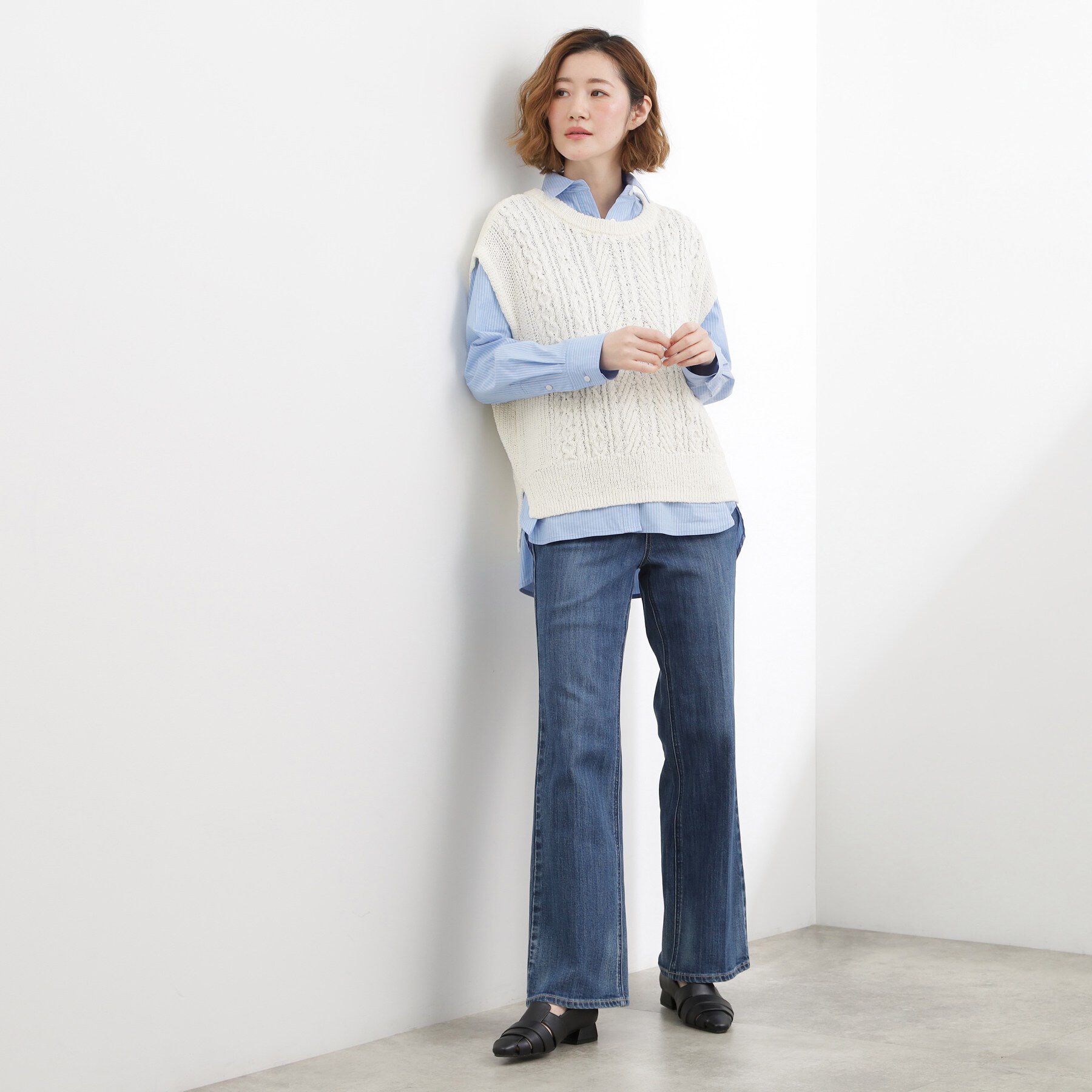 grove「リリヤーンケーブル ニットベスト」|ニット・セーター|