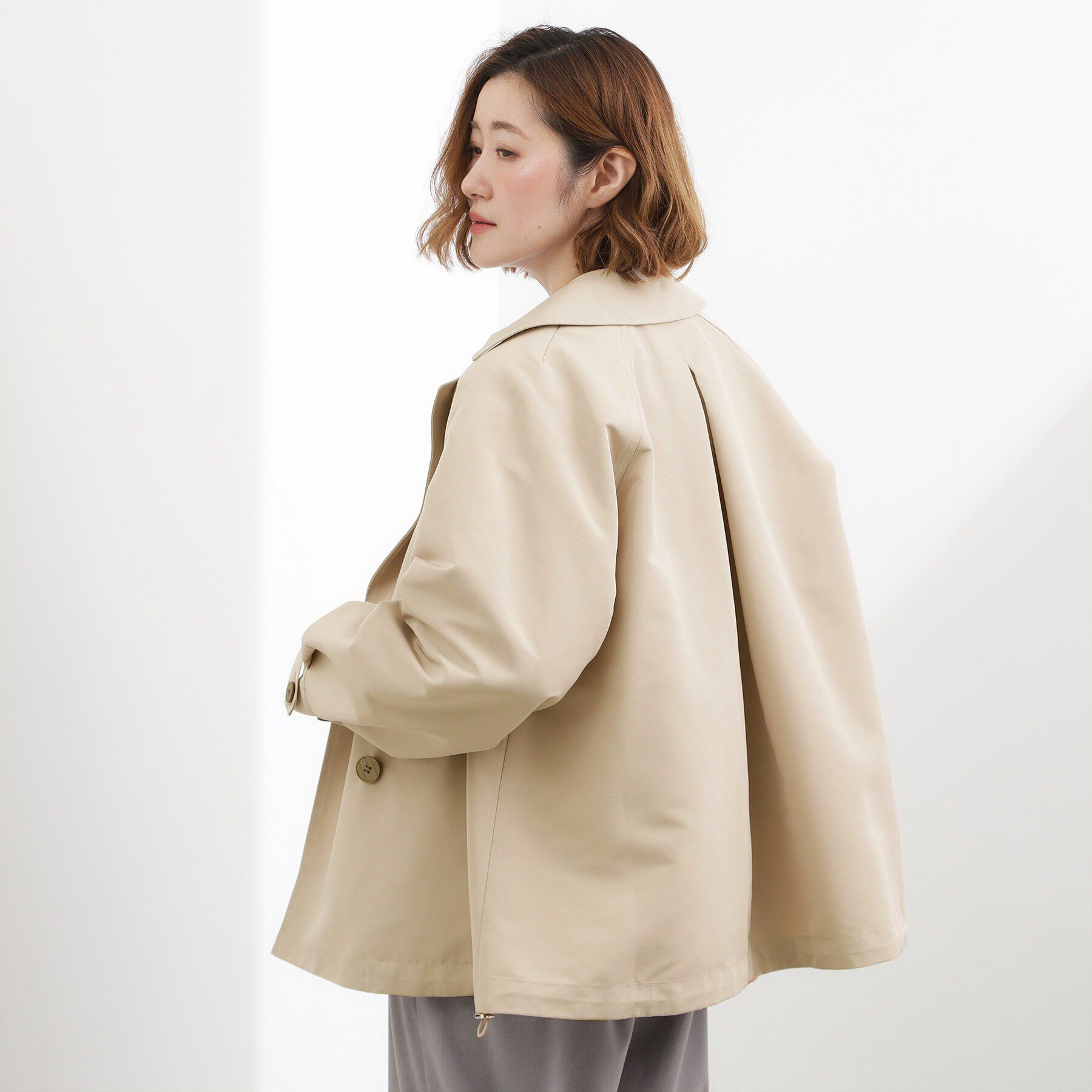 grove「【貴島明日香さん着用】【撥水／シルエット2WAY】軽やかミドルトレンチコート」|トレンチコート|