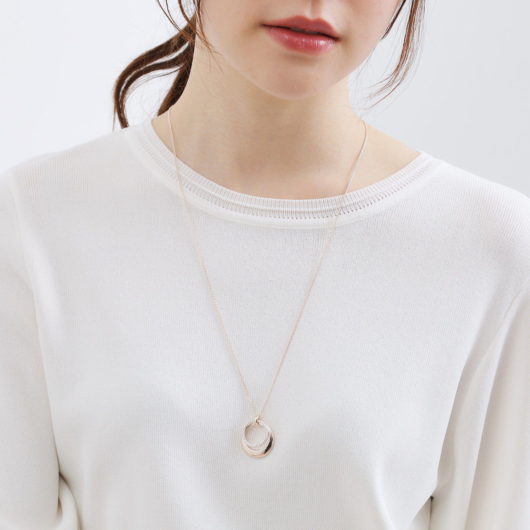 grove「ダブルメタルビジューリングネックレス」|ネックレス|