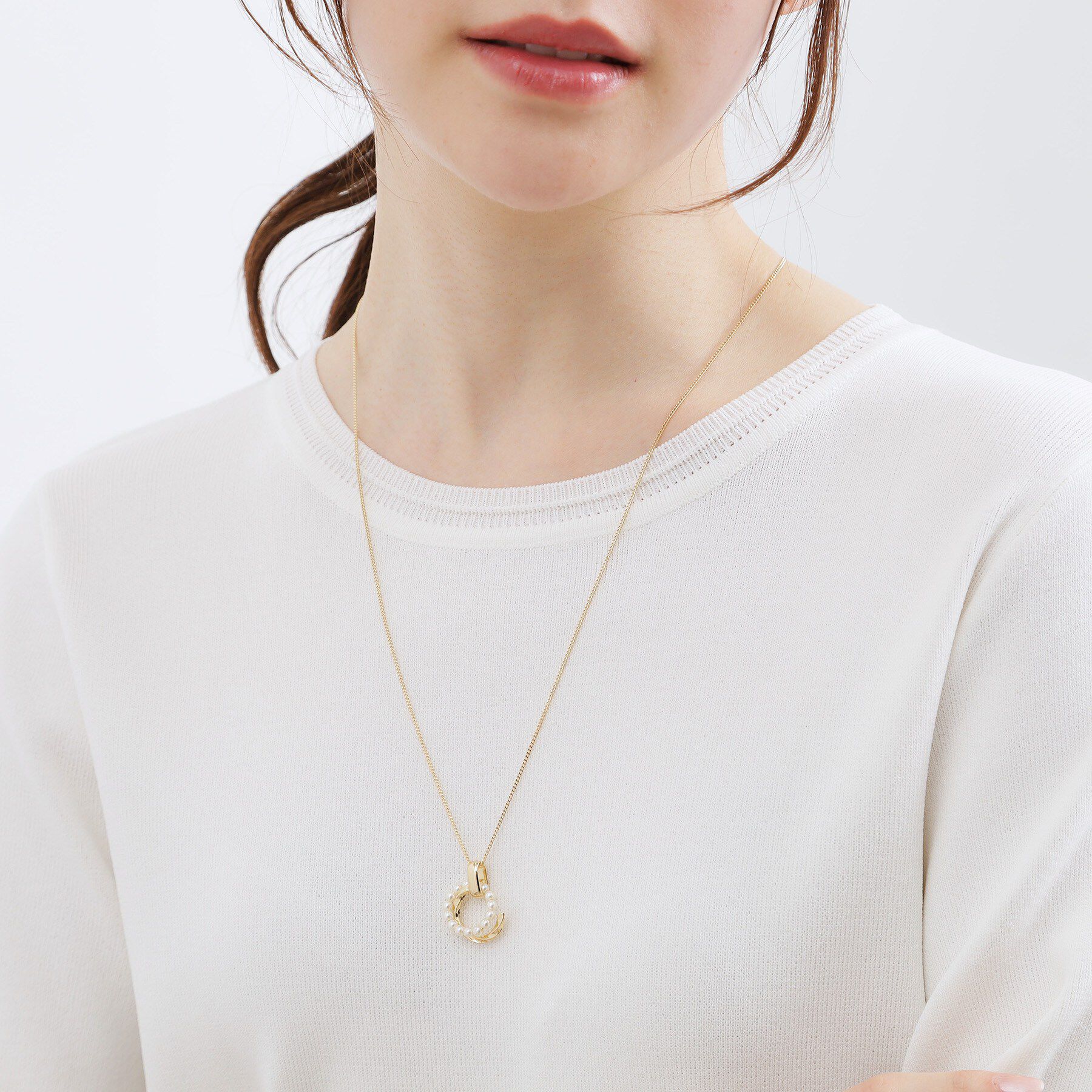 grove「サークルメタルパール調ワントップ」|ネックレス|