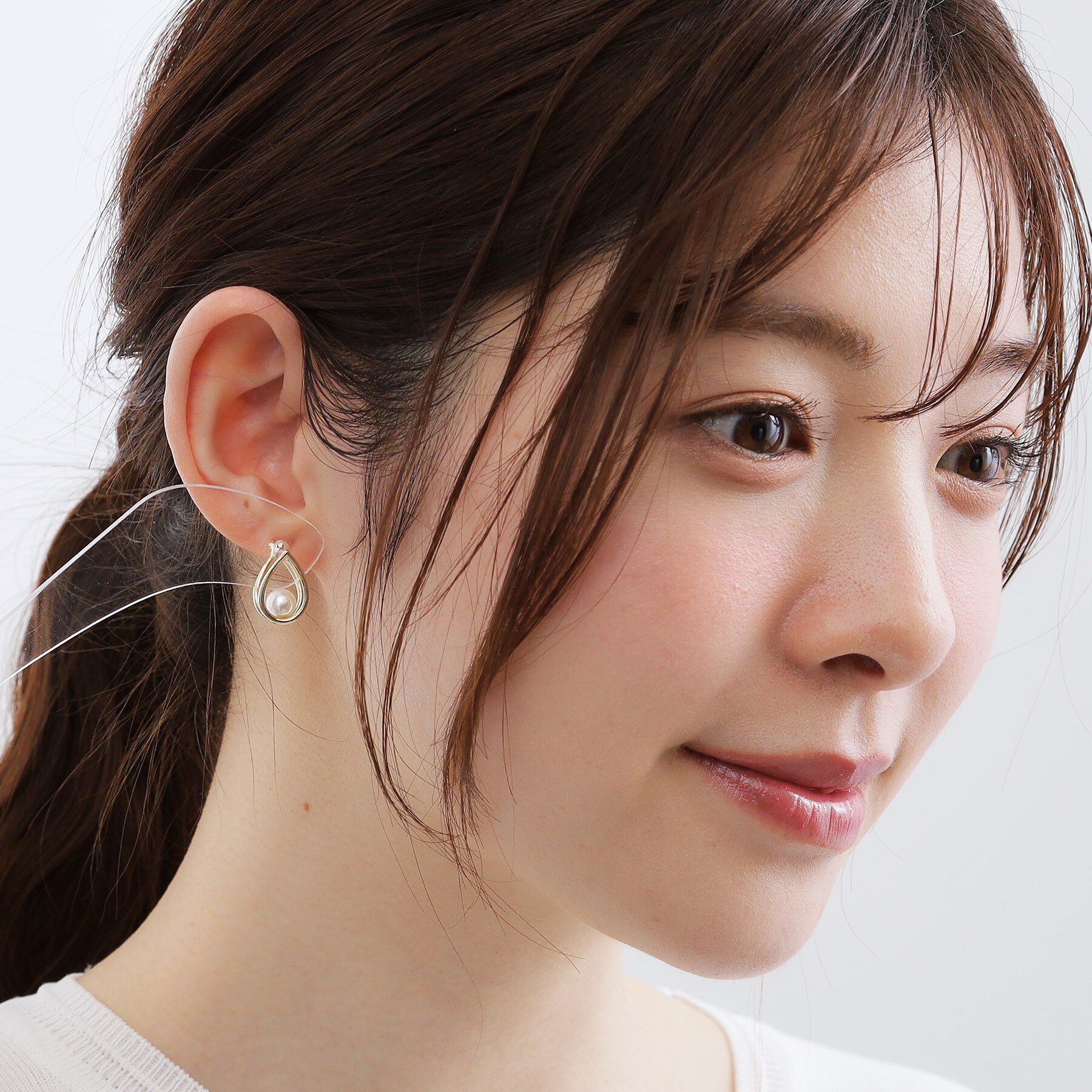 grove「メタルドロップフェイクパールピアス」|ピアス|