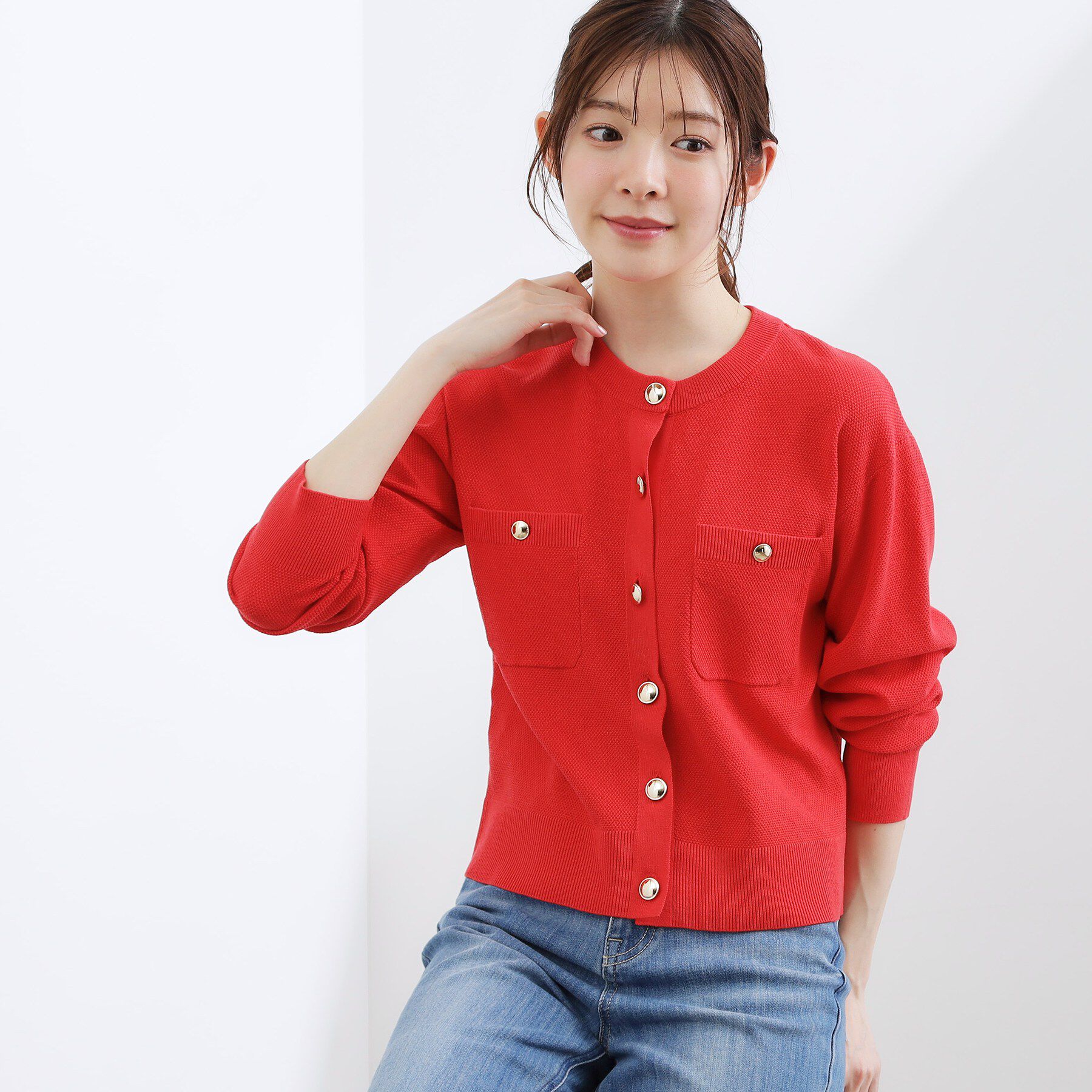 grove「【貴島明日香さん着用】フロントポケットカーディガン」|カーディガン|レッド(063)