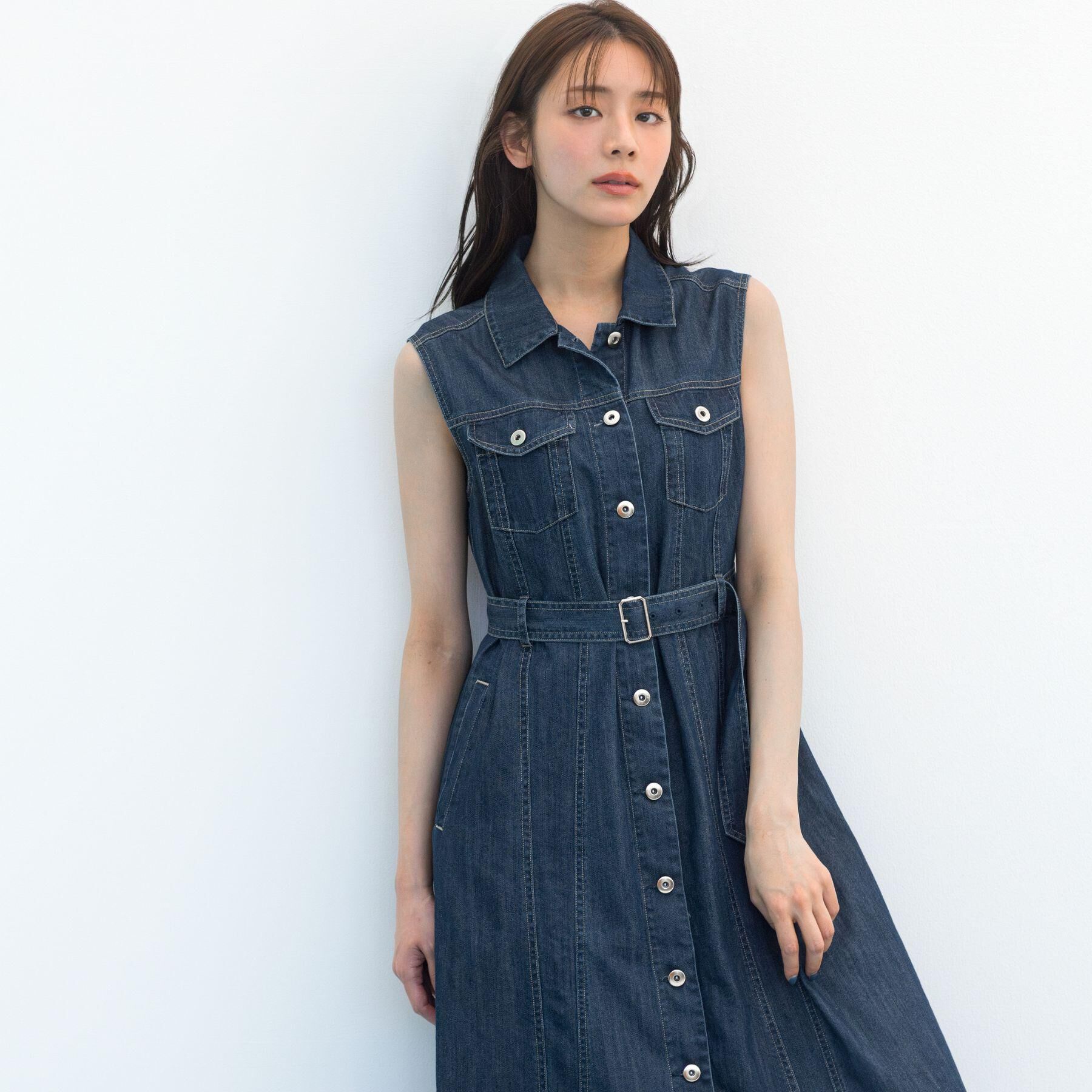 grove「【貴島明日香さん着用】デニムフレアワンピース」|ワンピース|