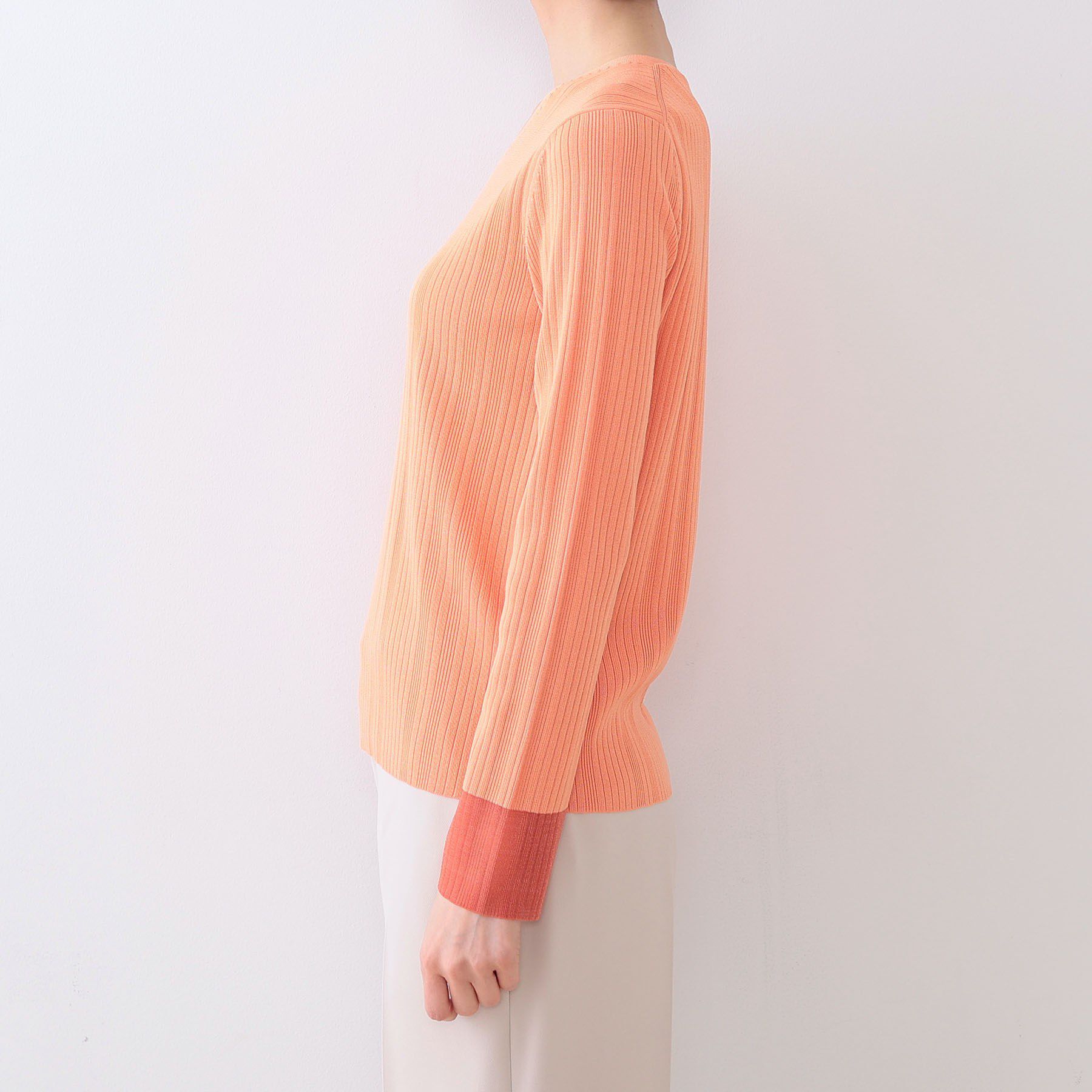 INDIVI「【洗える／袖口シアー】コンパクトVネックニット」|ニット・セーター|