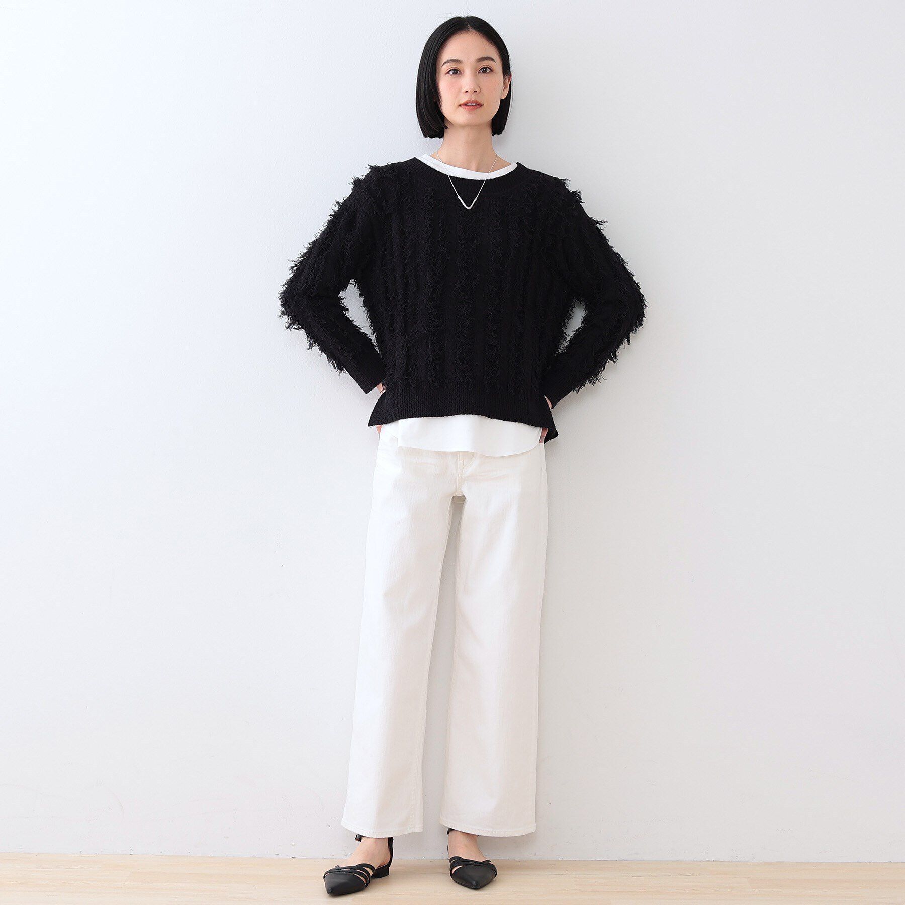 INDIVI「【洗える】フリンジ ジャカードニット」|ニット・セーター|