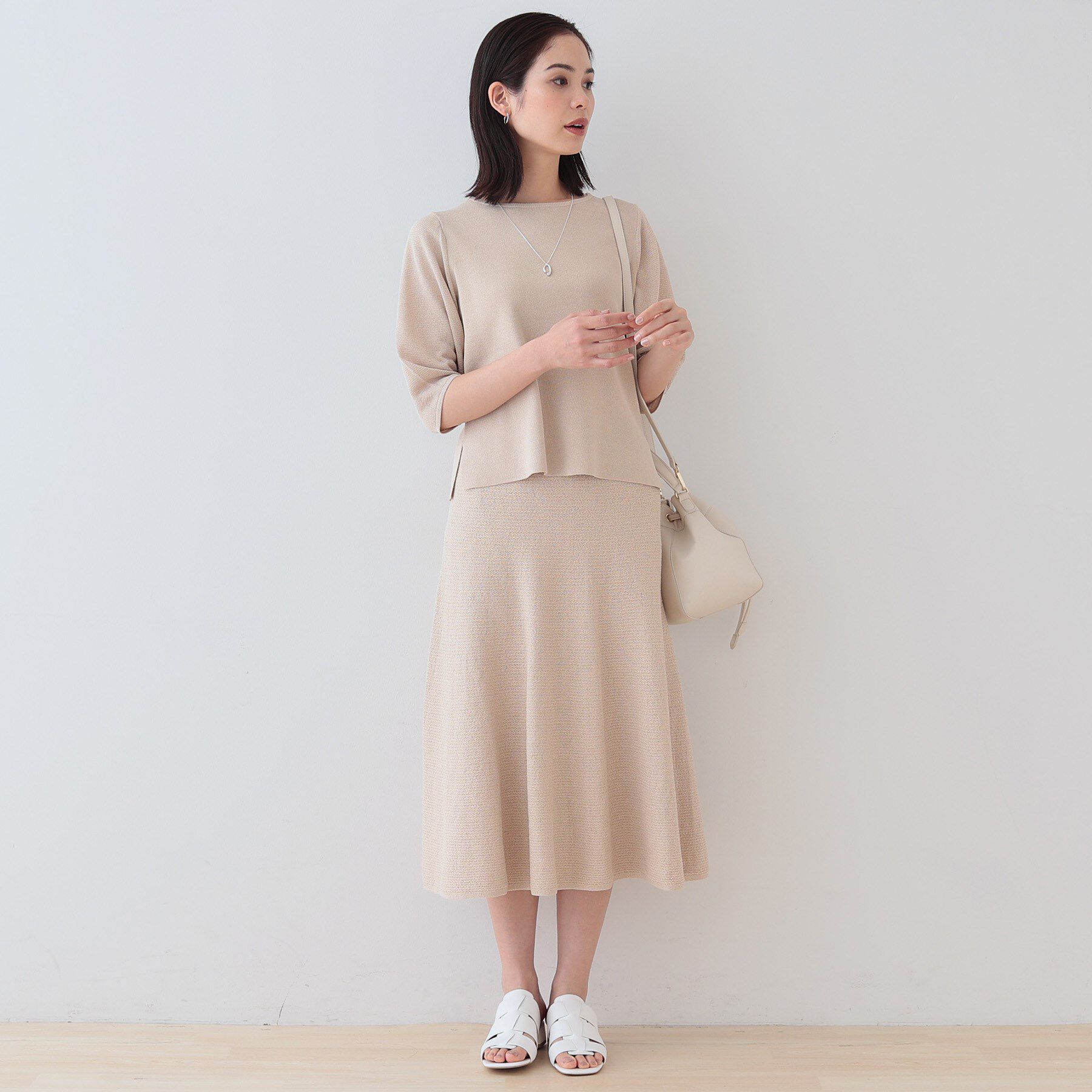 INDIVI「【洗える／和紙混素材／SETUP可能】フレアスカート」|スカート|