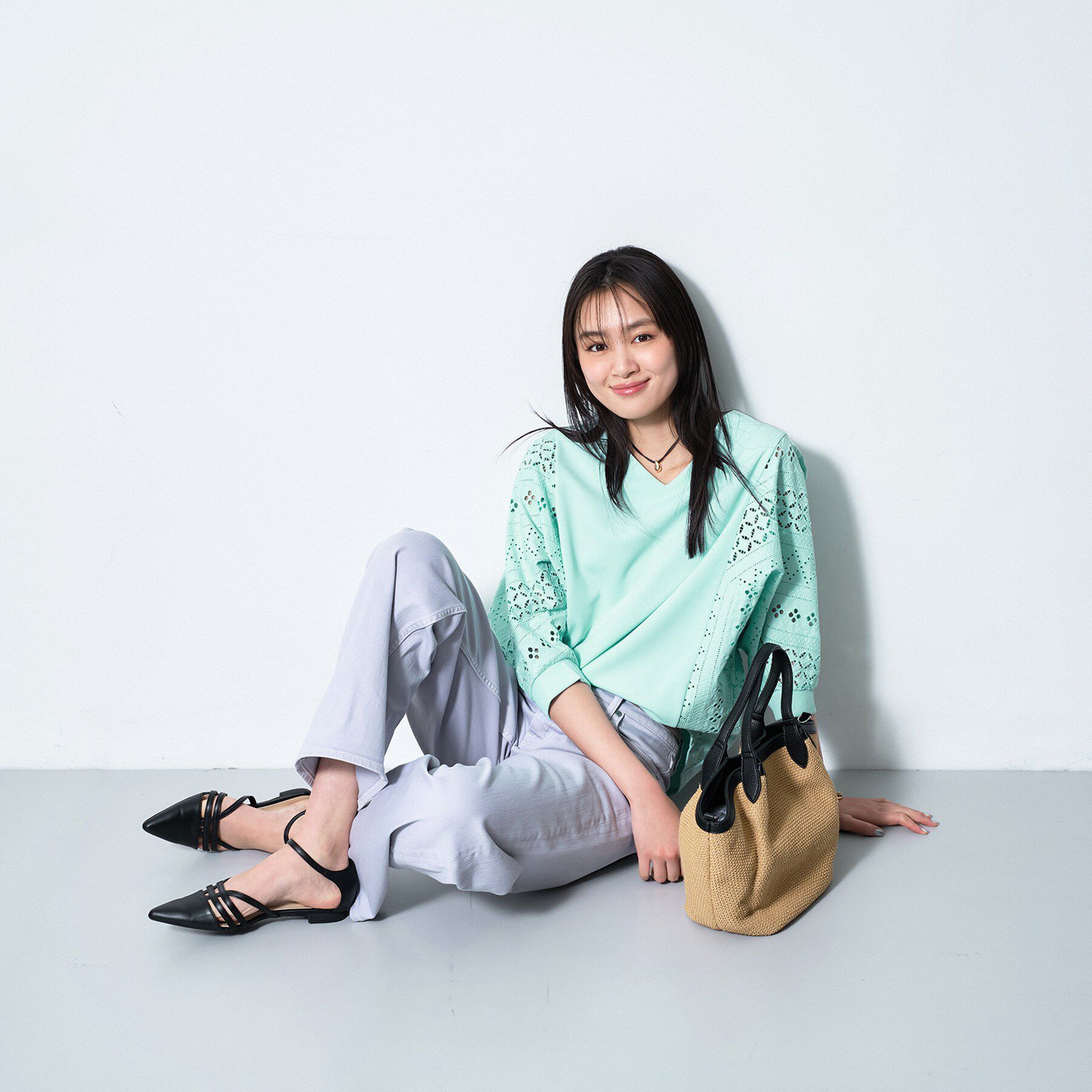 INDIVI「【洗える／体型カバー】レースコンビトップス」|Tシャツ・カットソー|