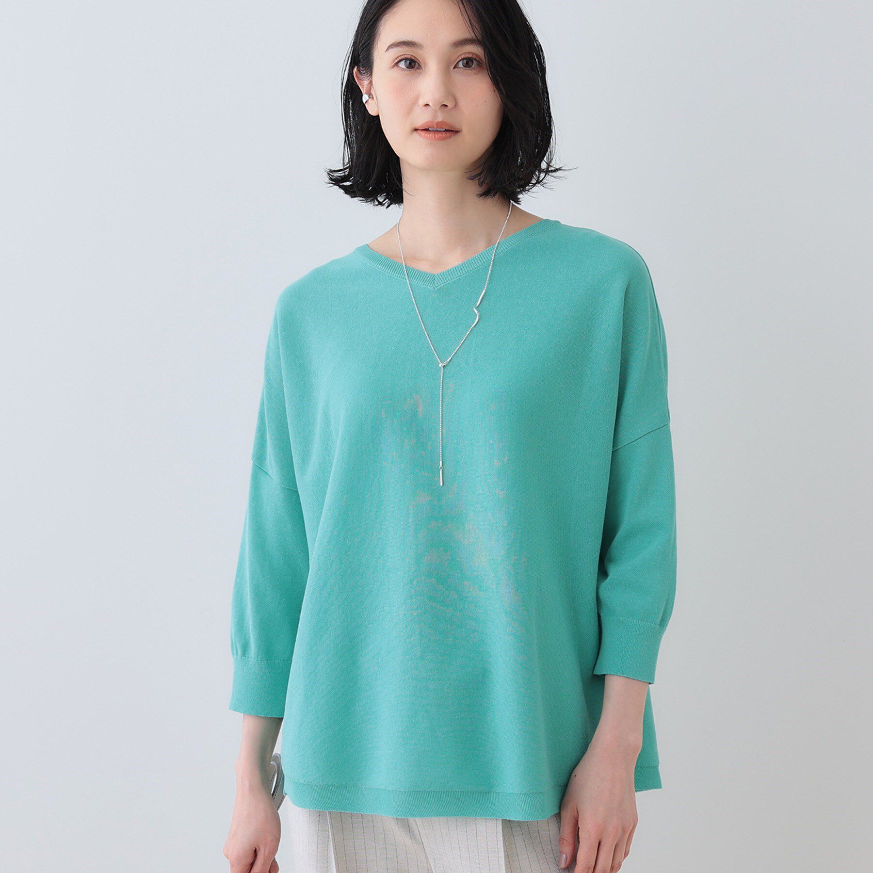 INDIVI「【洗える】コットンリネン ドルマンニット」|ニット・セーター|