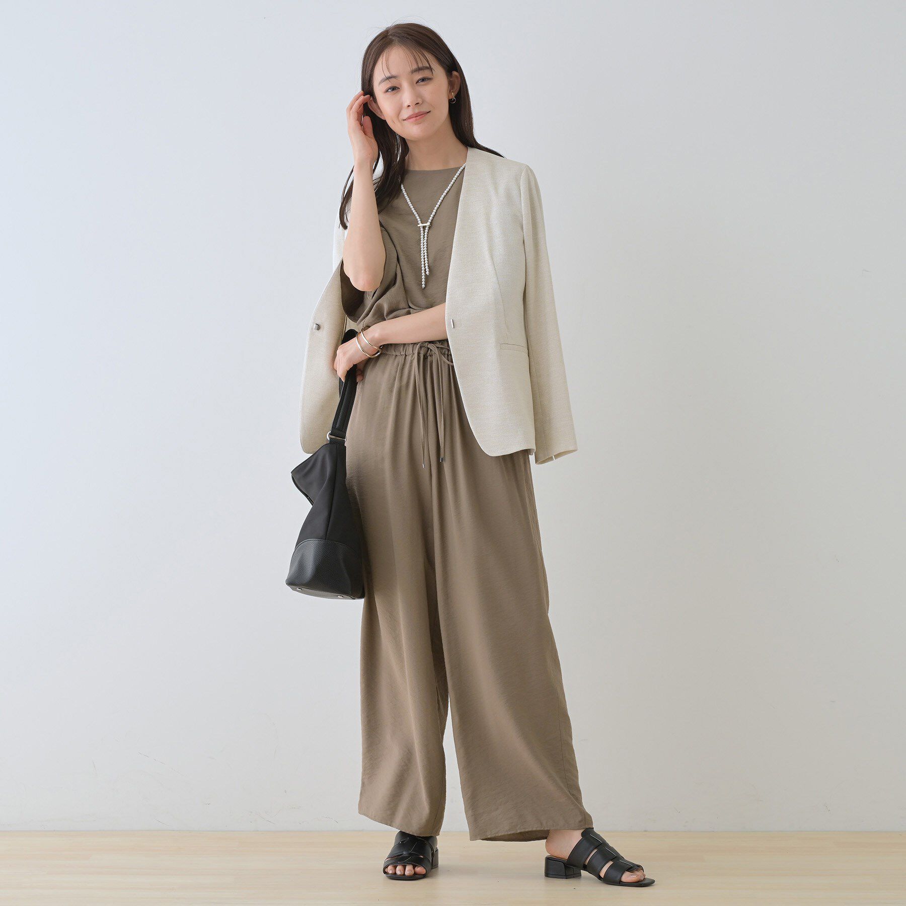 INDIVI「【洗える／UVケア／SETUP可能】ドロストワイドパンツ」|その他|