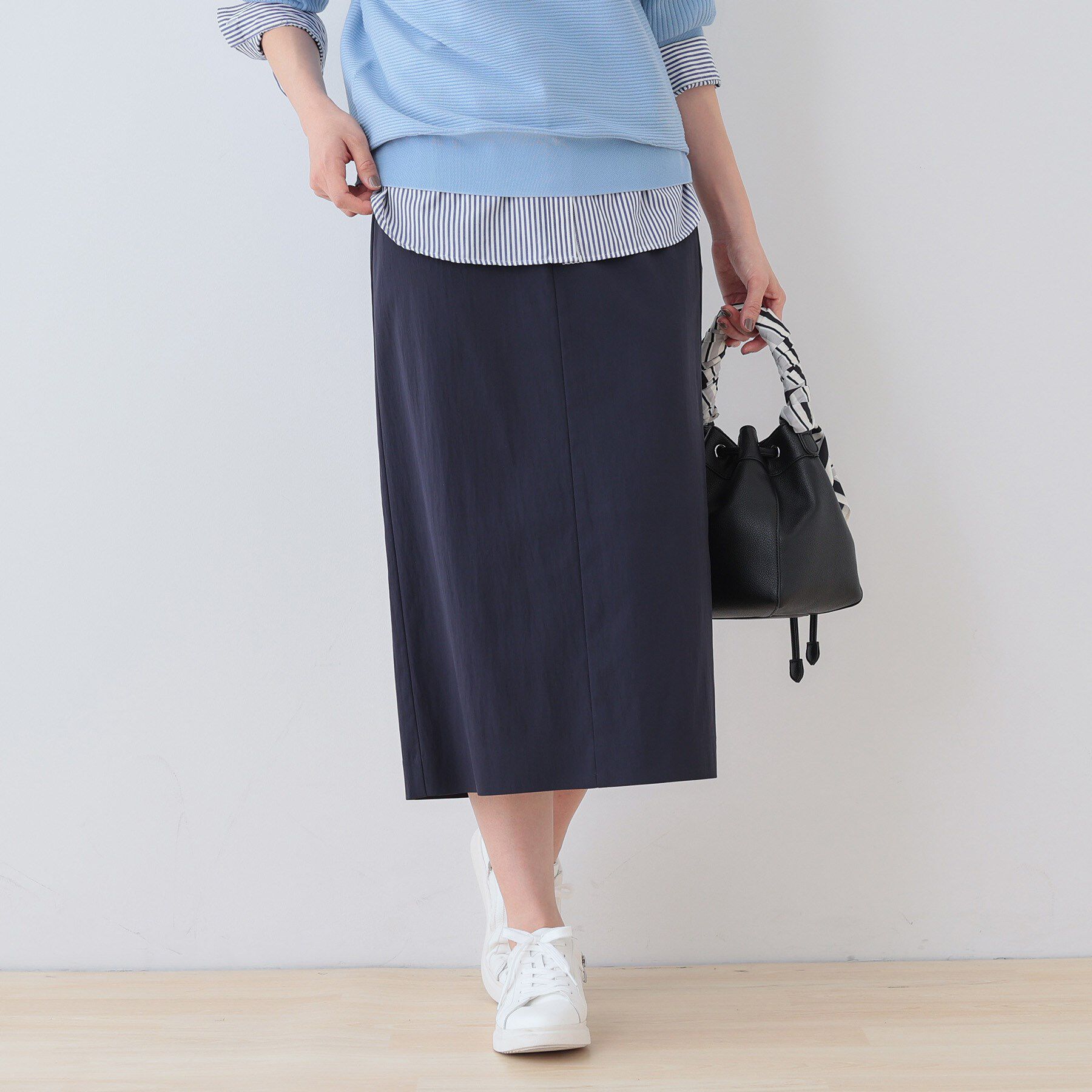 INDIVI「【洗える／SETUP可能／UVケア】ストレートラインスカート」|スカート|ネイビー(094)