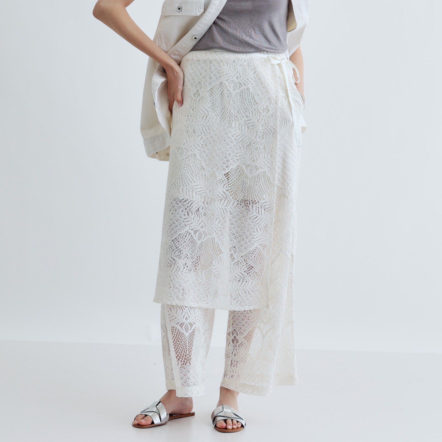 GALLEST「ラップスカート付きレースパンツ」|その他|ホワイト(001)