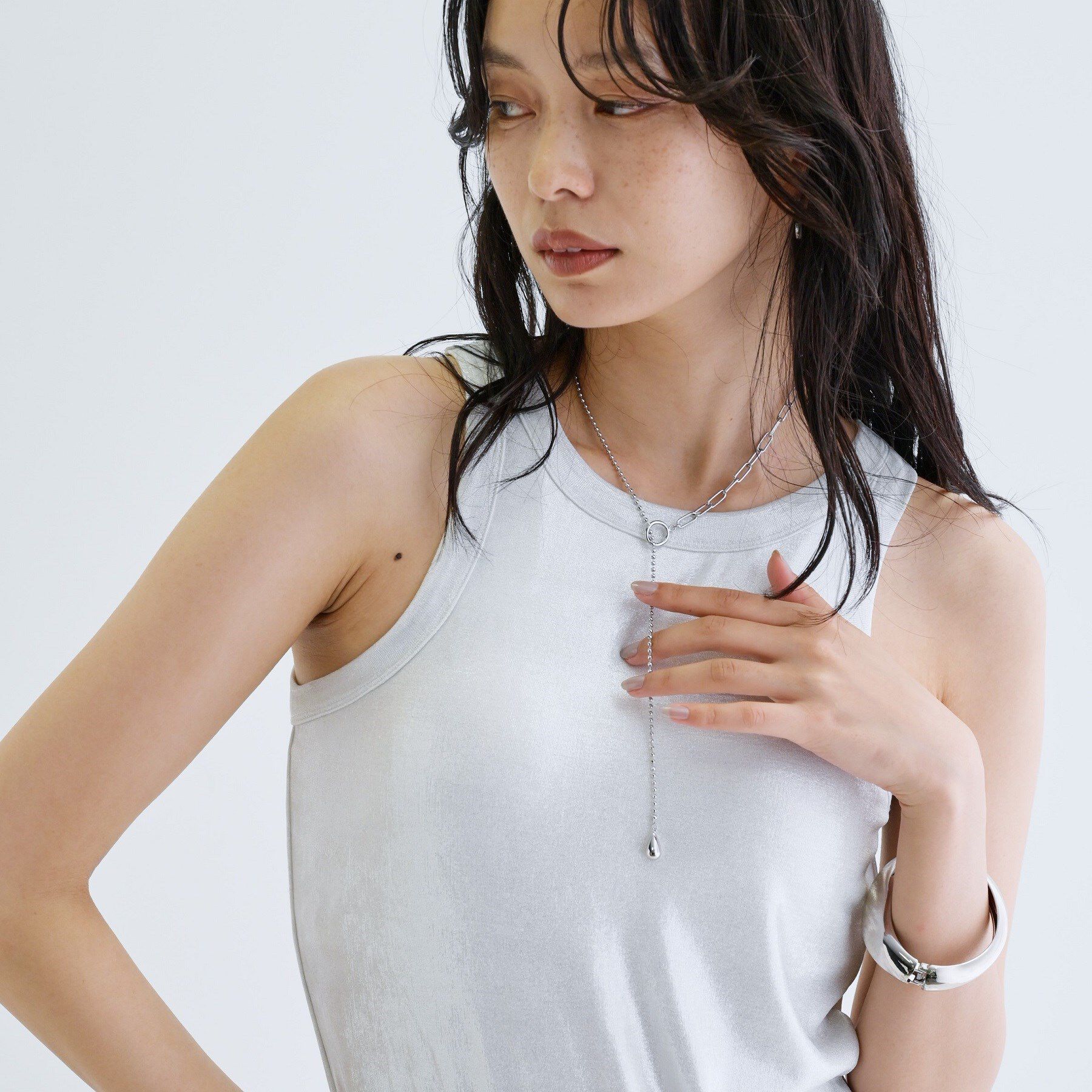 GALLEST「ミックスチェーンラリエット」|ネックレス|シルバー(006)