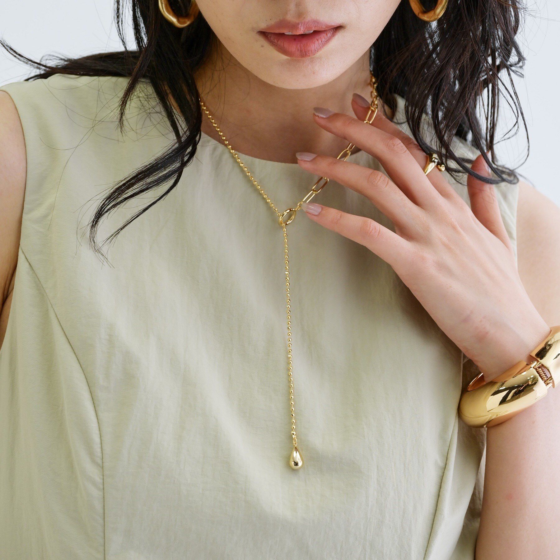 GALLEST「ミックスチェーンラリエット」|ネックレス|