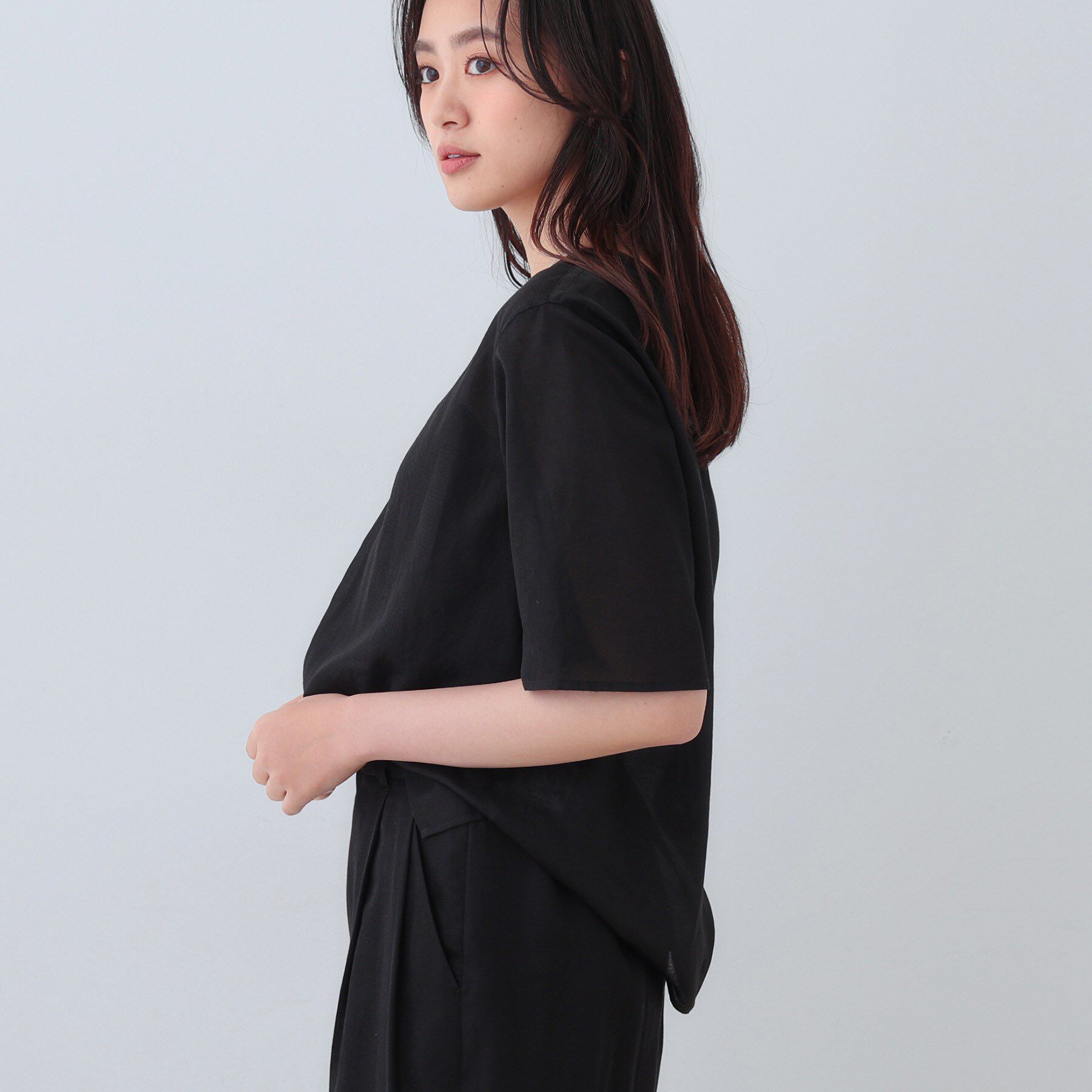 INDIVI「【日本製／SETUP可能】ガーゼ素材Tブラウス」|シャツ・ブラウス|