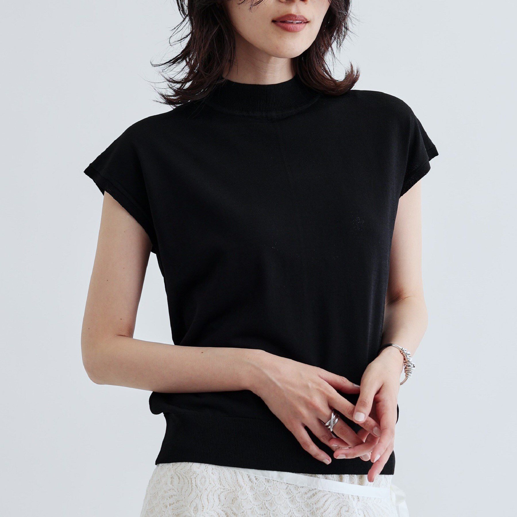 GALLEST「【UVカット】ノースリーブニット」|ニット・セーター|ブラック(019)