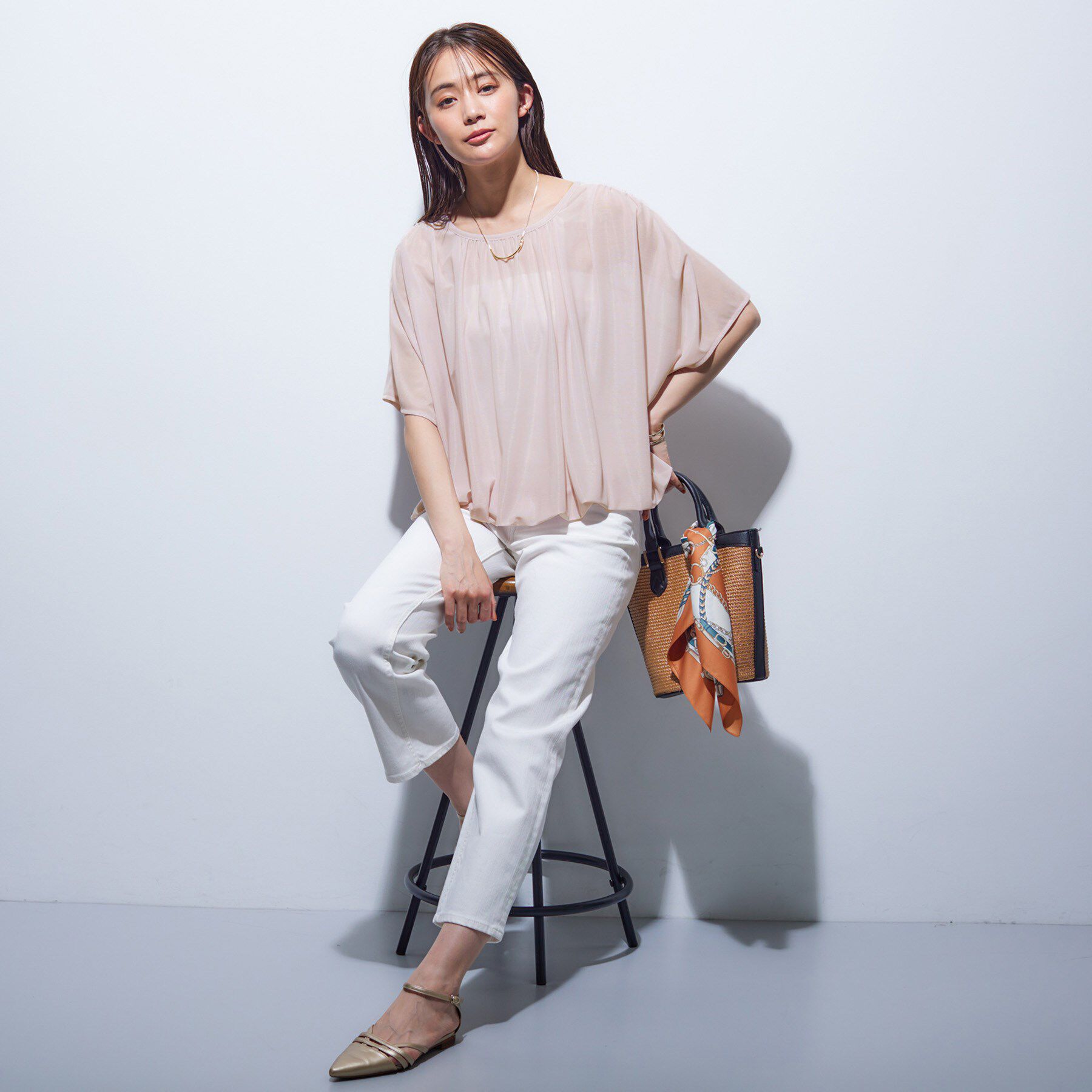 INDIVI「【洗える／体型カバー】シャーリングシアートップス」|Tシャツ・カットソー|