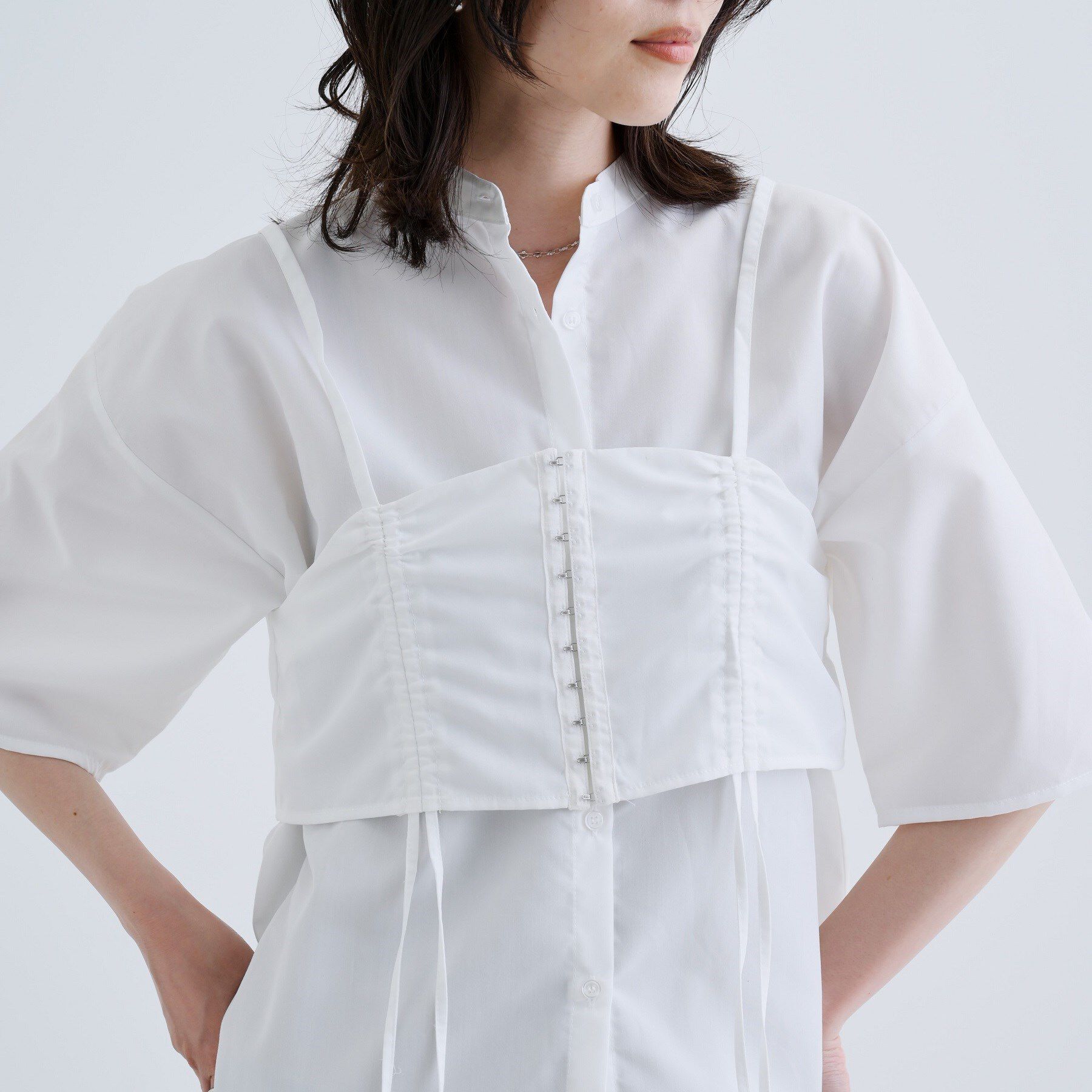 GALLEST「【一部店舗限定】ベアトップ付き半袖ワイドシャツ」|シャツ・ブラウス|