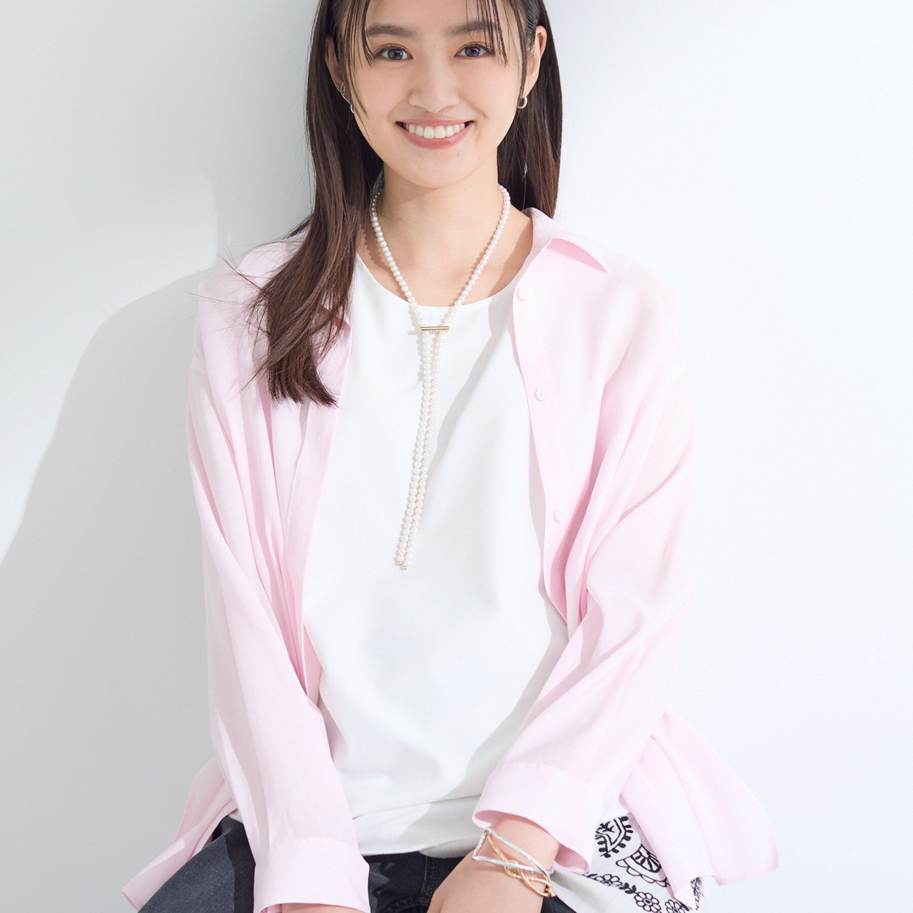 INDIVI「【体型カバー／清涼感】シアーオーバーシャツ」|シャツ・ブラウス|ライトピンク(070