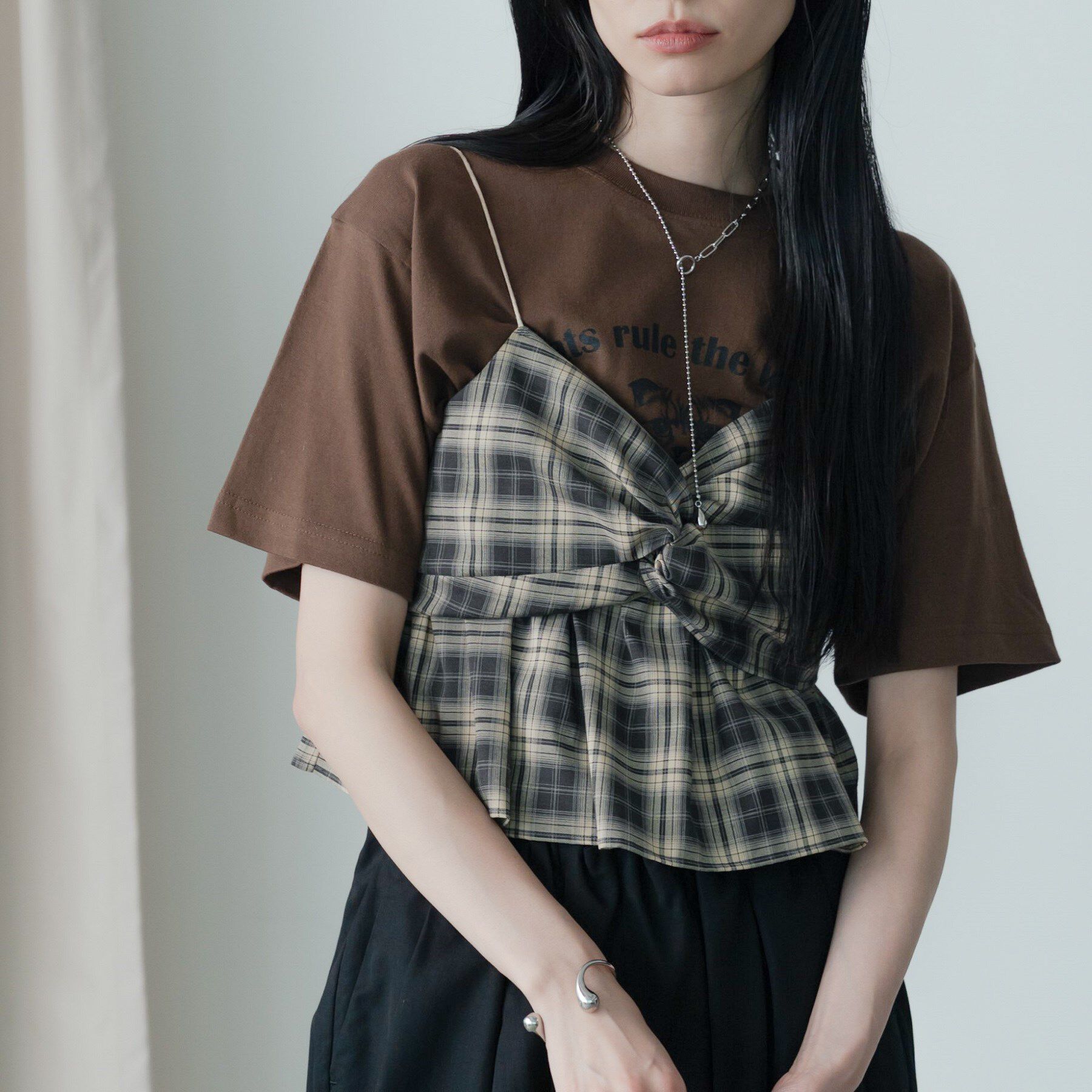 GALLEST「オンブレチェックビスチェ」|キャミソール|