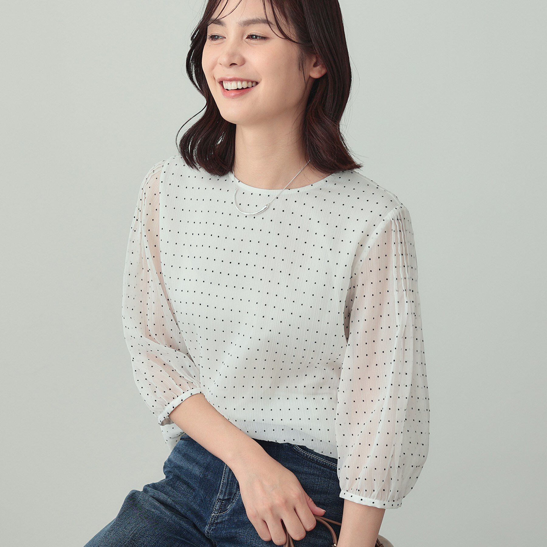 INDIVI「フロッキードットブラウス」|シャツ・ブラウス|