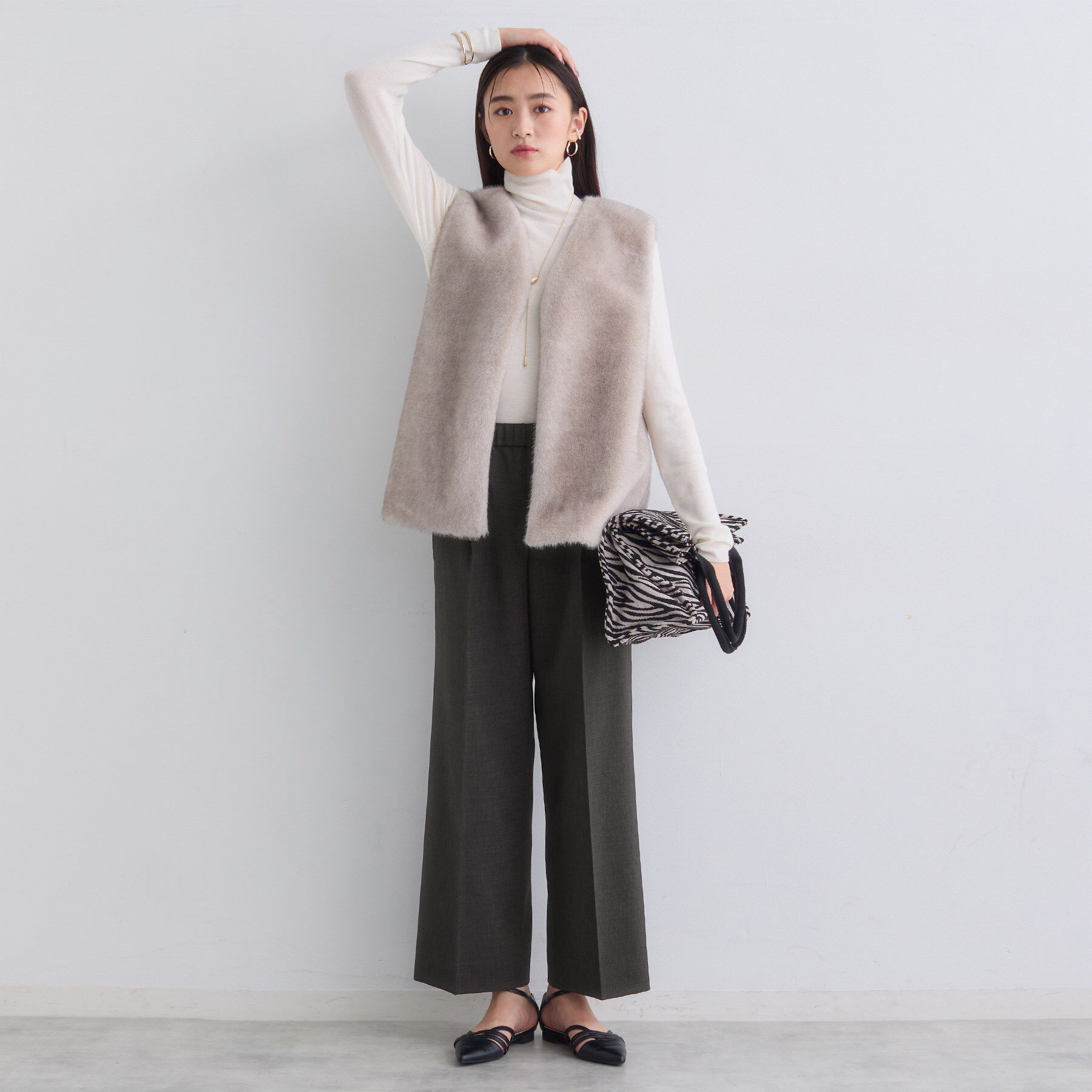 INDIVI「【洗える／セットアップ可能】凹凸ストレッチ素材ストレートパンツ」|その他|