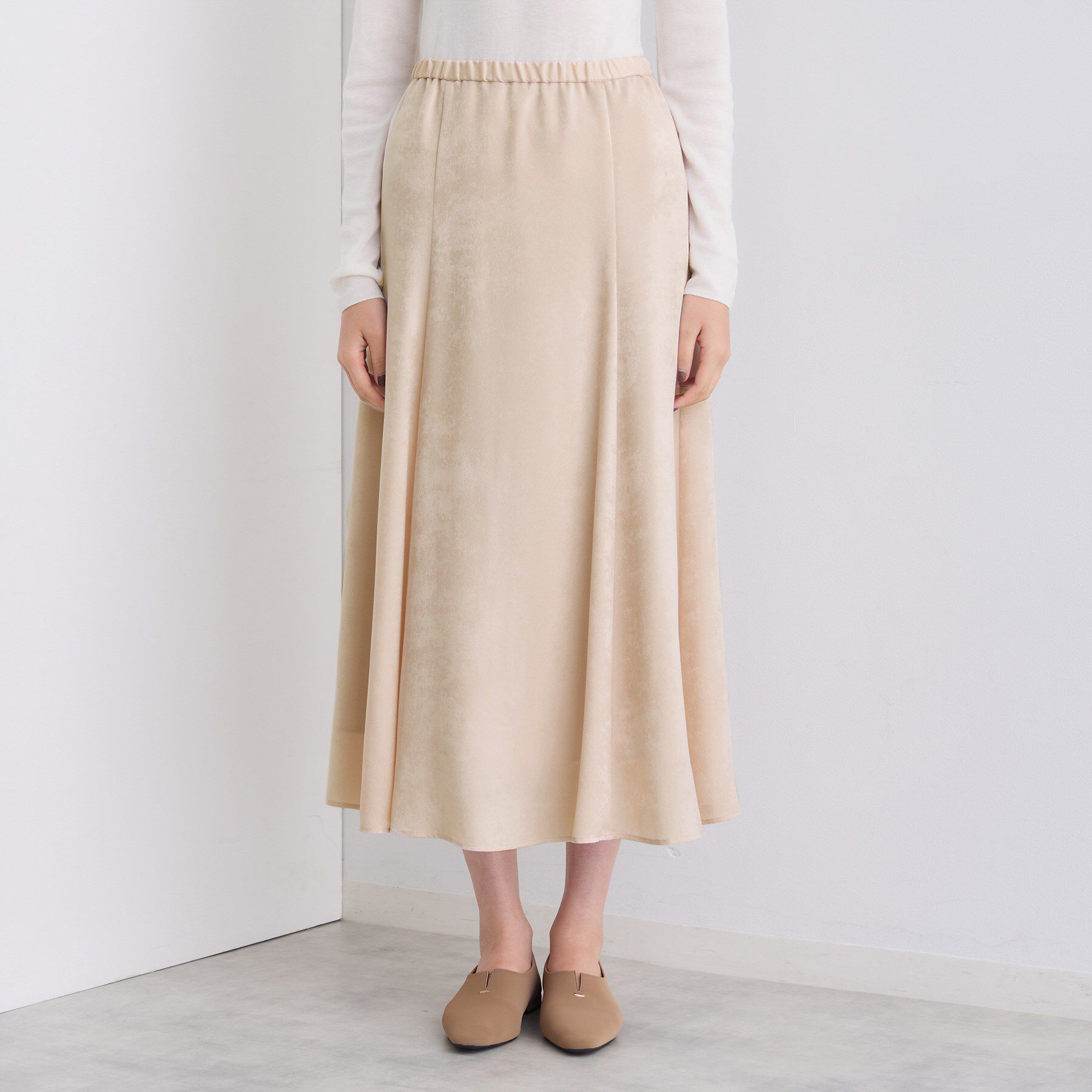 INDIVI「【UVケア／セットアップ可能】スエード調サテンスカート」|スカート|