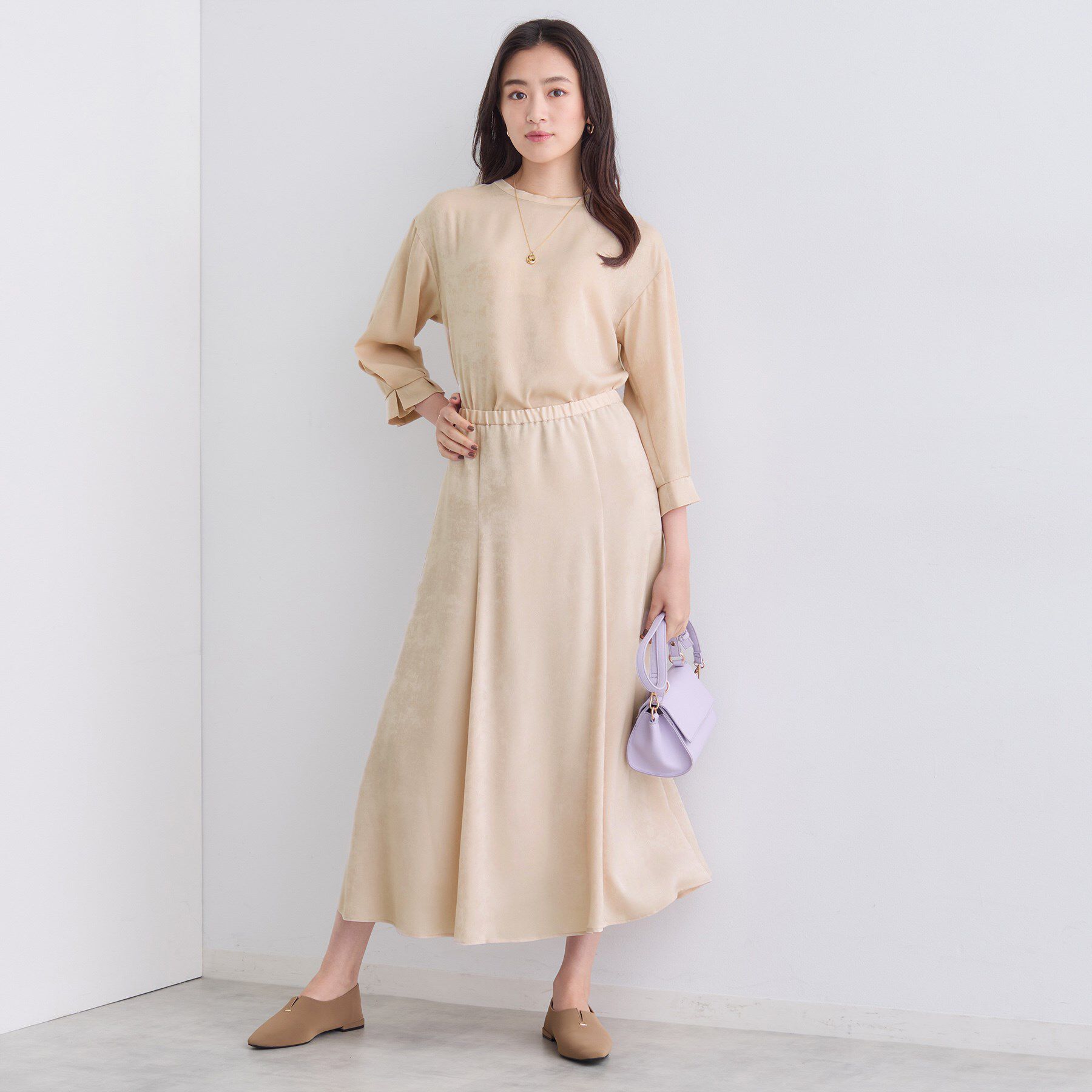 INDIVI「【UVケア／セットアップ可能】スエード調サテンスカート」|スカート|