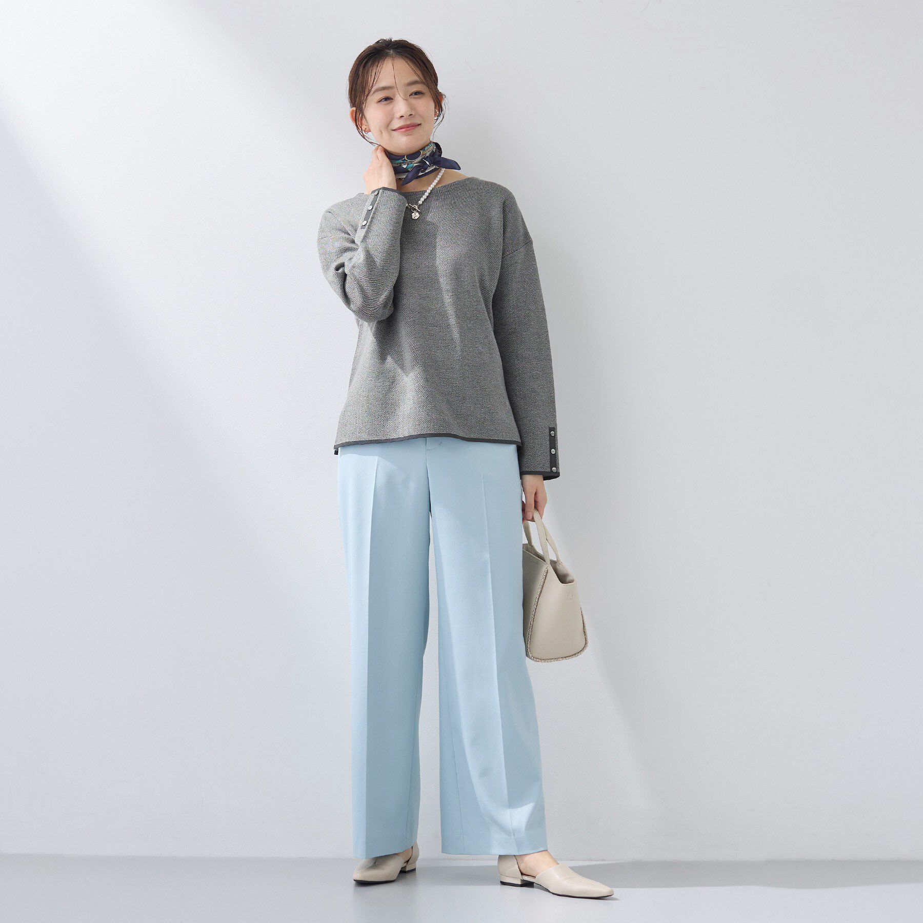 INDIVI「【洗える／SETUP可能】ジャカードボートネックニット」|ニット・セーター|