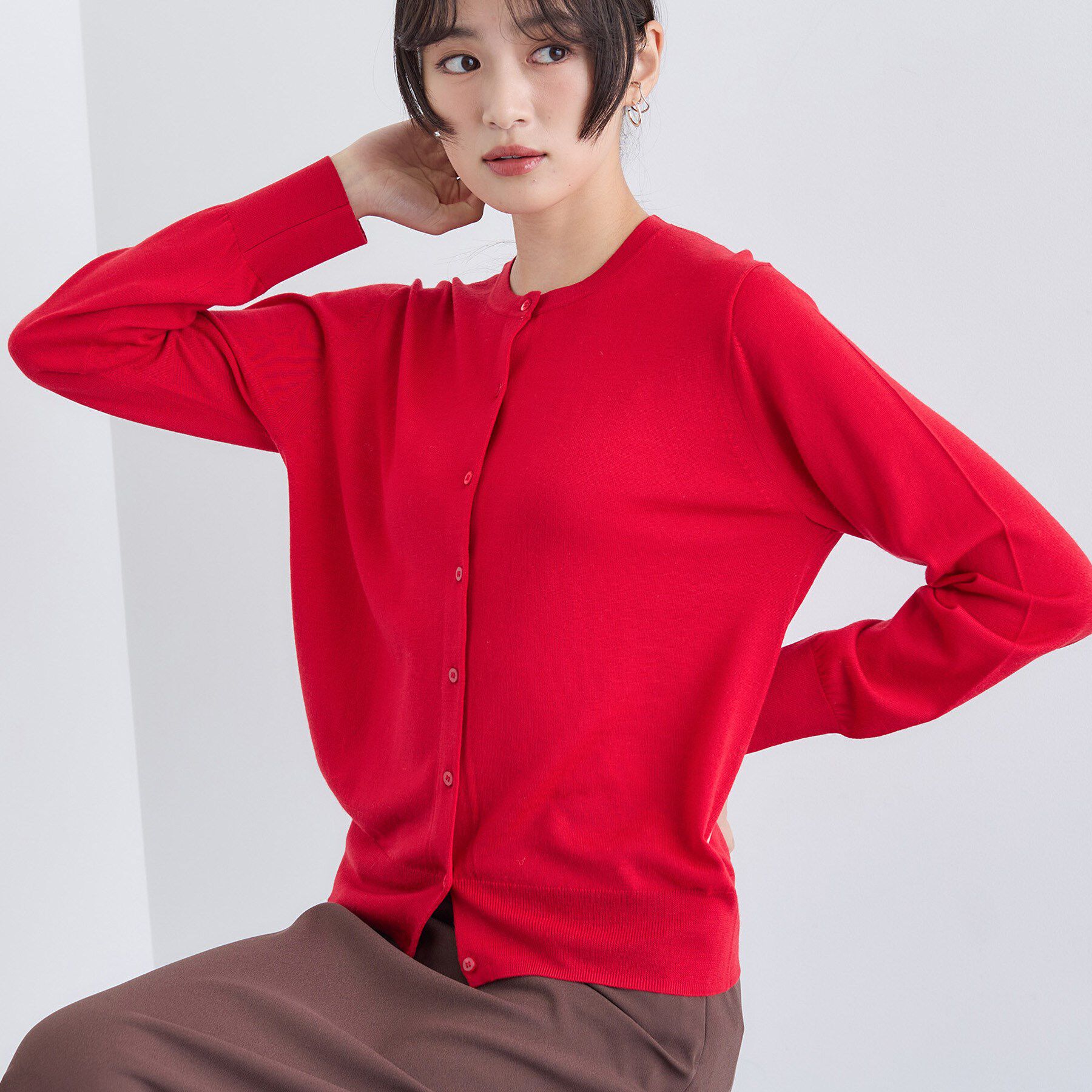 INDIVI「【洗える】ハイゲージニットカーディガン」|カーディガン|