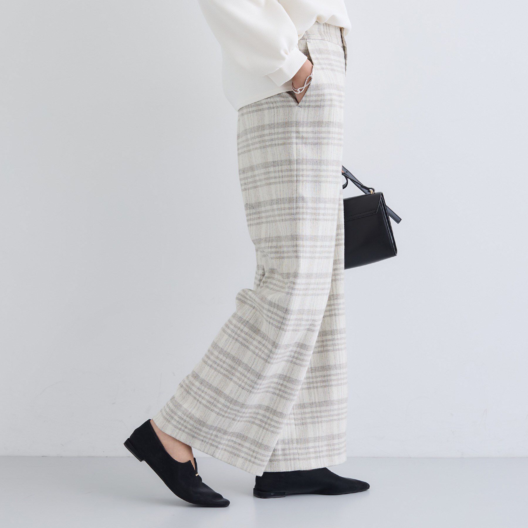 INDIVI「【褒められパンツ／ウール混】ウォームウール ワイドパンツ」|その他|