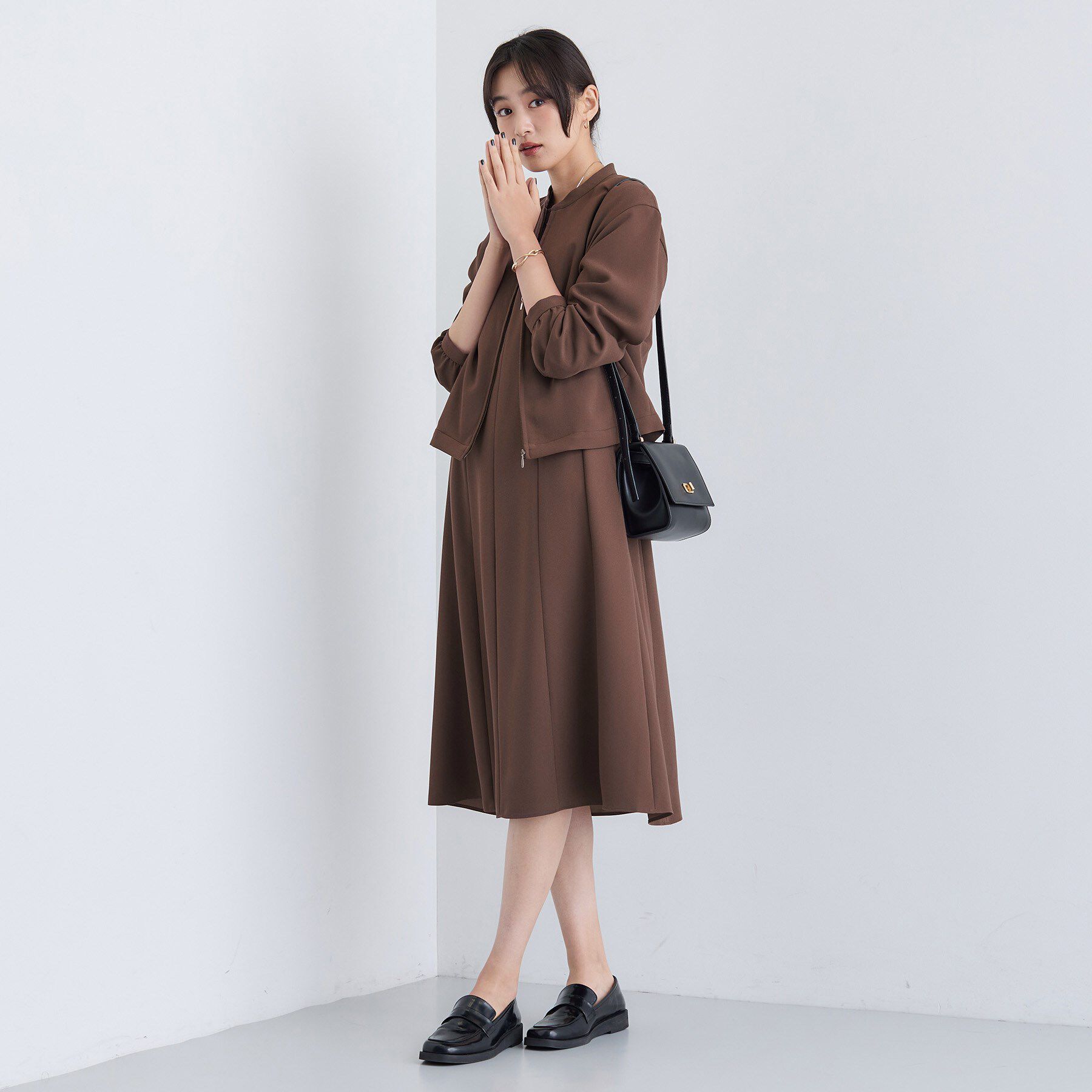 INDIVI「【洗える／UVケア】ジョーゼットフレアワンピース」|ワンピース|