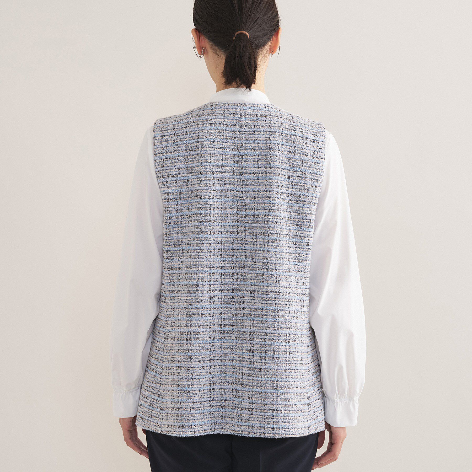 INDIVI「【2点セット／洗える】ツイードジレ＆ボウタイブラウス」|その他|