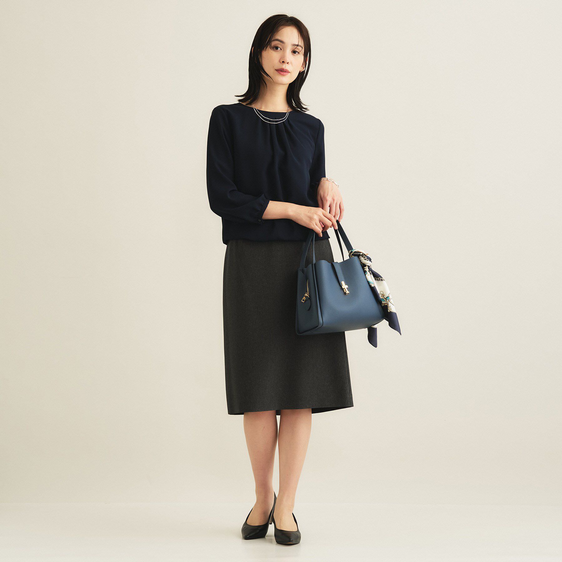 INDIVI「【洗える／透けにくい】ダイヤ柄プリントブラウス」|シャツ・ブラウス|