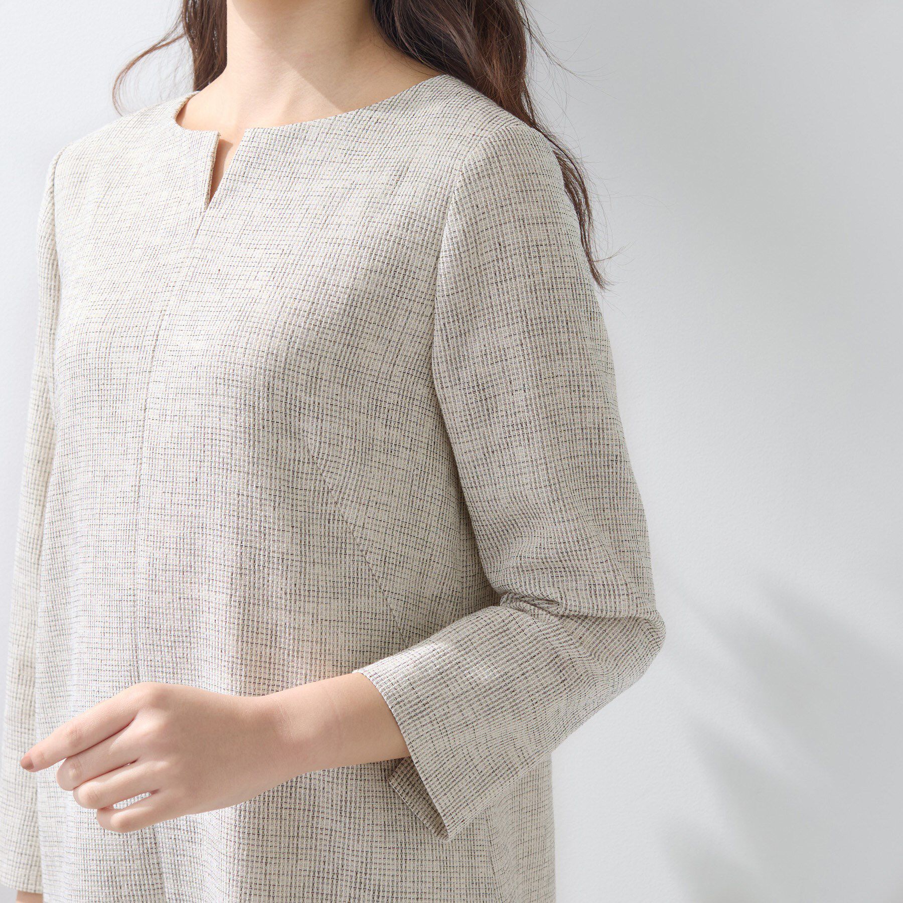 INDIVI「【軽量／セレモニー／SETUP可能】ストレッチツイードAラインワンピース」|ワンピース|