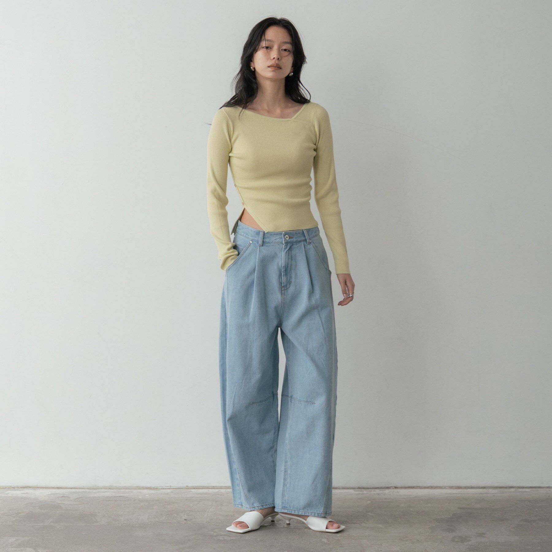 GALLEST「オフショルスリットリブニット」|ニット・セーター|