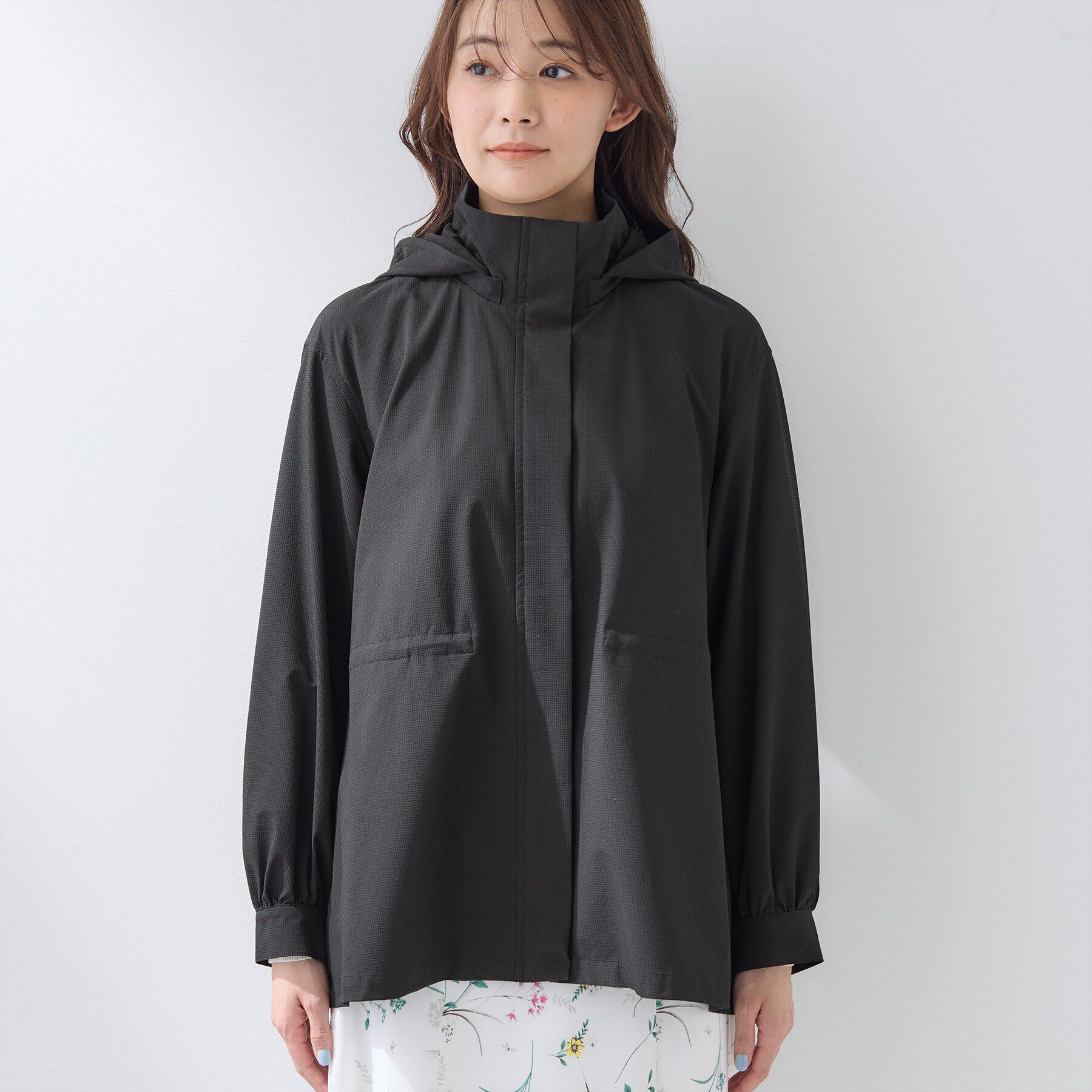 INDIVI「【撥水／フード取外し可】凹凸素材ブルゾン」|ブルゾン・スタジャン|