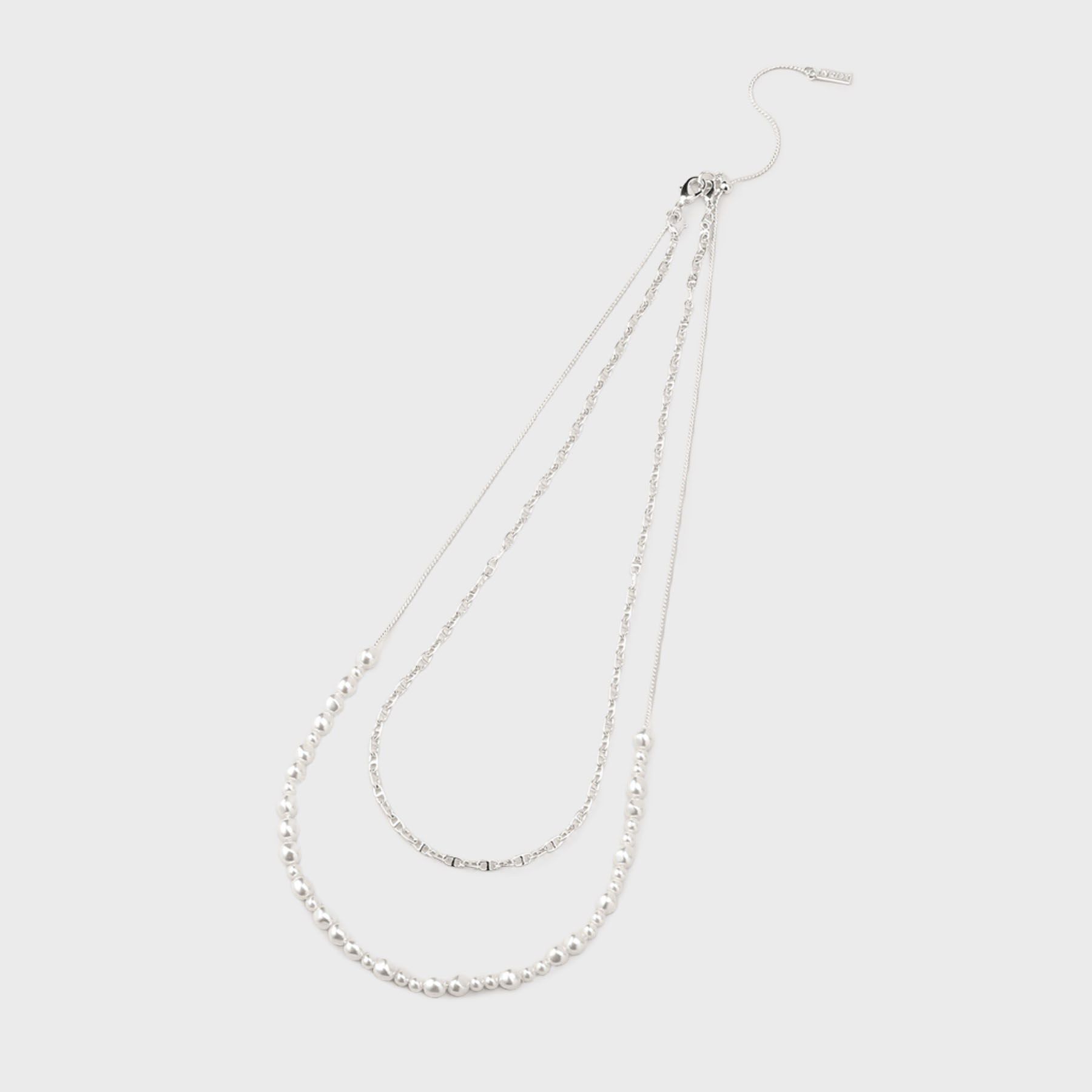 INDIVI「【2WAY／2連セット】パール調＆チェーンミックスネックレス」|ネックレス|