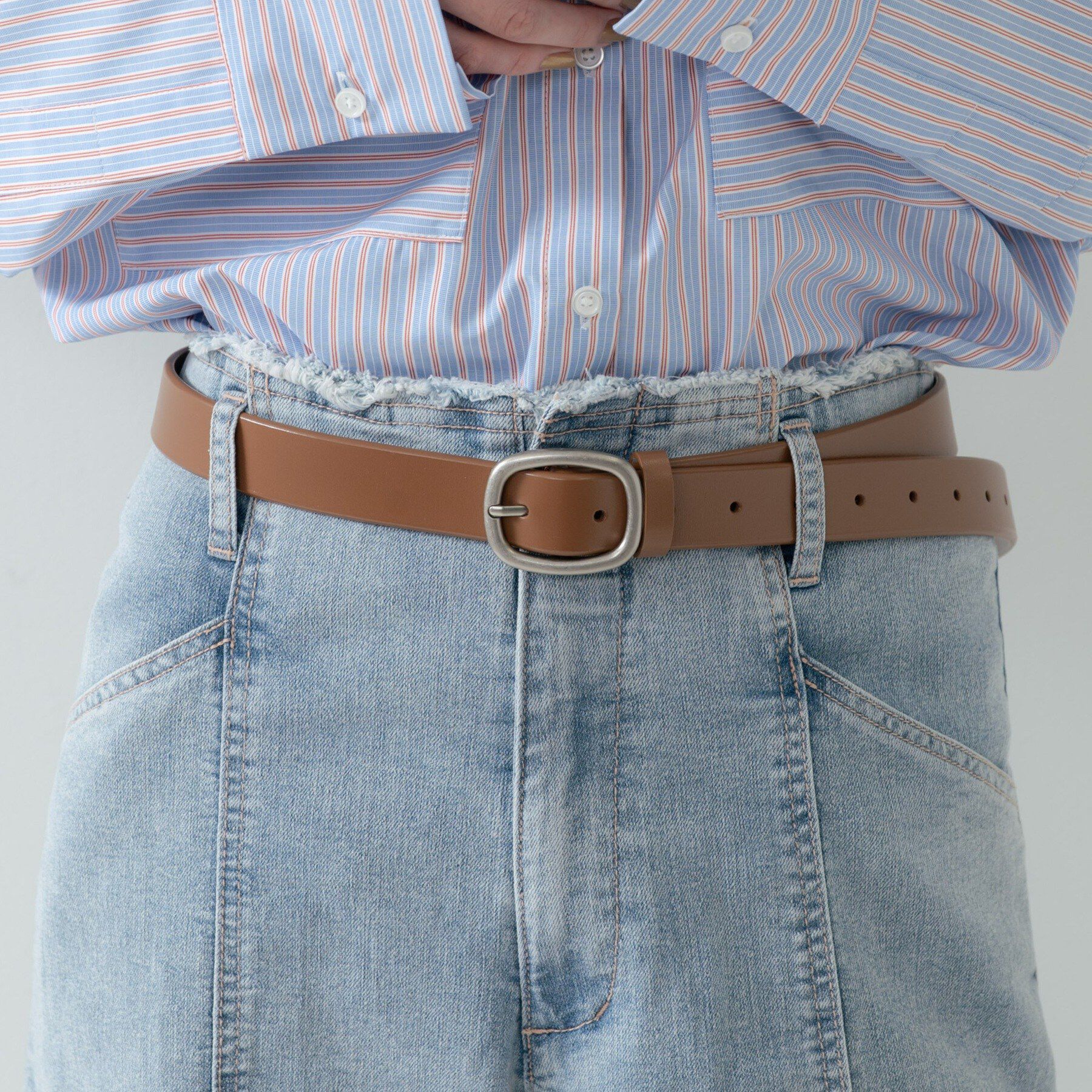 GALLEST「レザーナローベルト」|ベルト|ブラウン(043)