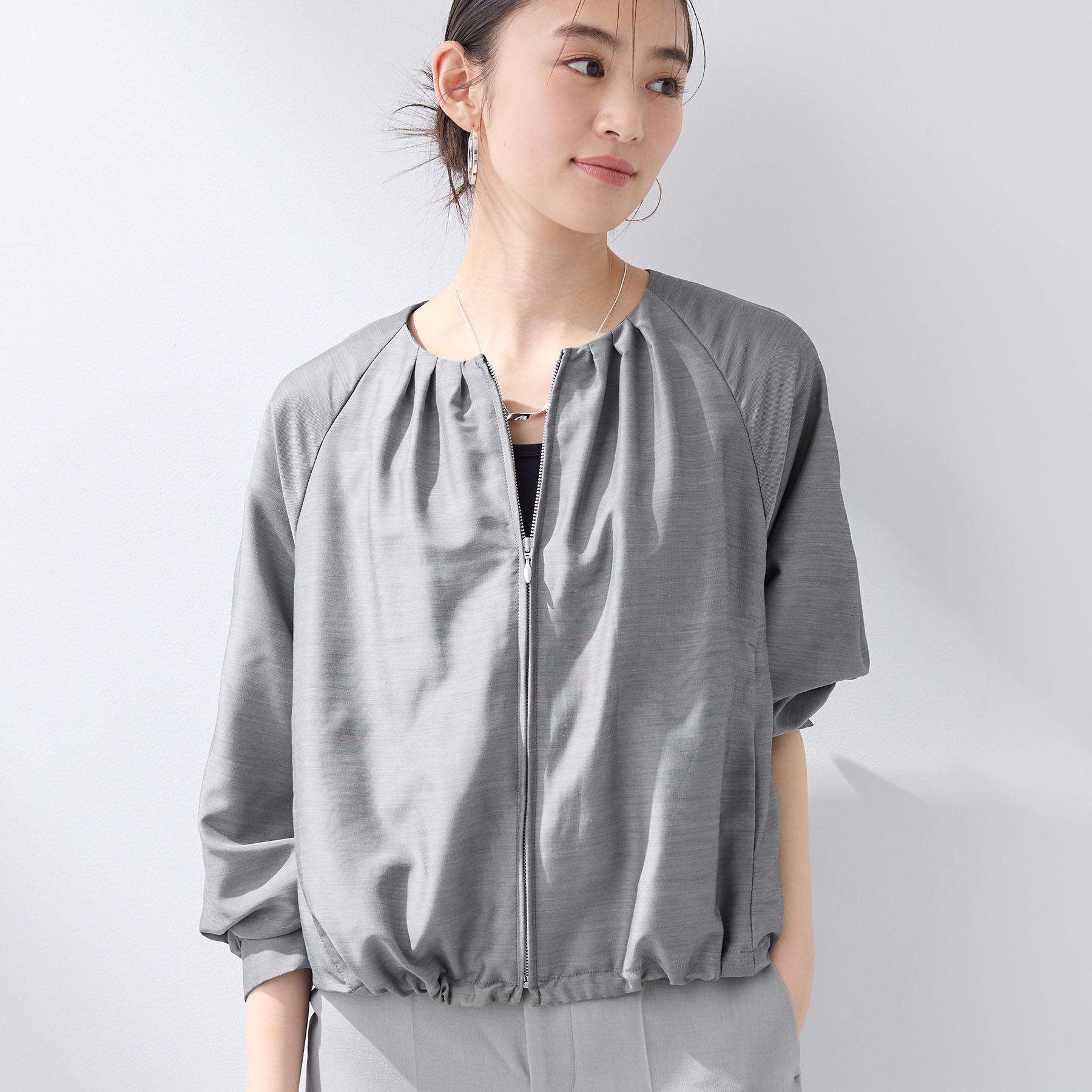 INDIVI「【洗える／大人シアー】エアリー バルーンブルゾン」|ブルゾン・スタジャン|