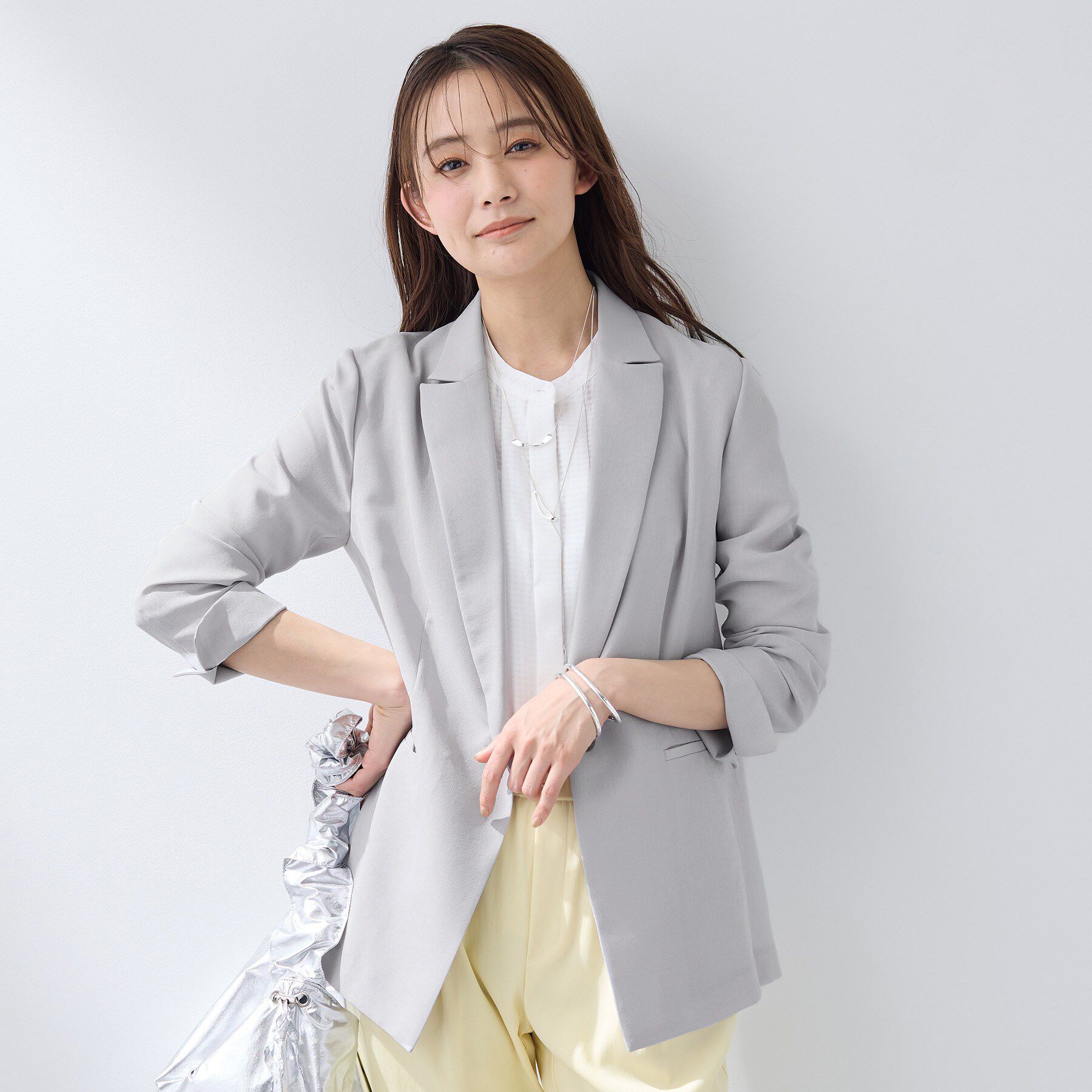 INDIVI「【洗える／UVケア／麻調】シングルジャケット」|テーラードジャケット|