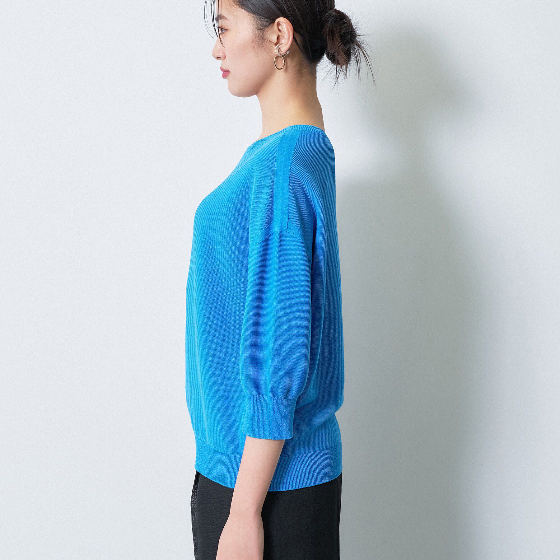 INDIVI「【洗える／ドライタッチ／和紙混】ガーター編みニット」|ニット・セーター|