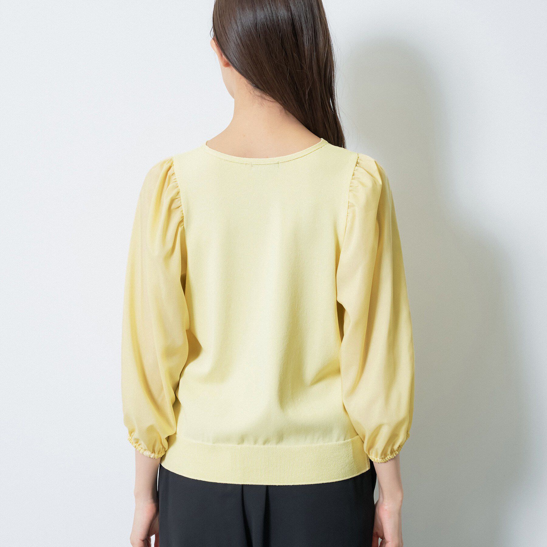 INDIVI「【洗える／袖丈調整可能】シャツコンビニット」|ニット・セーター|