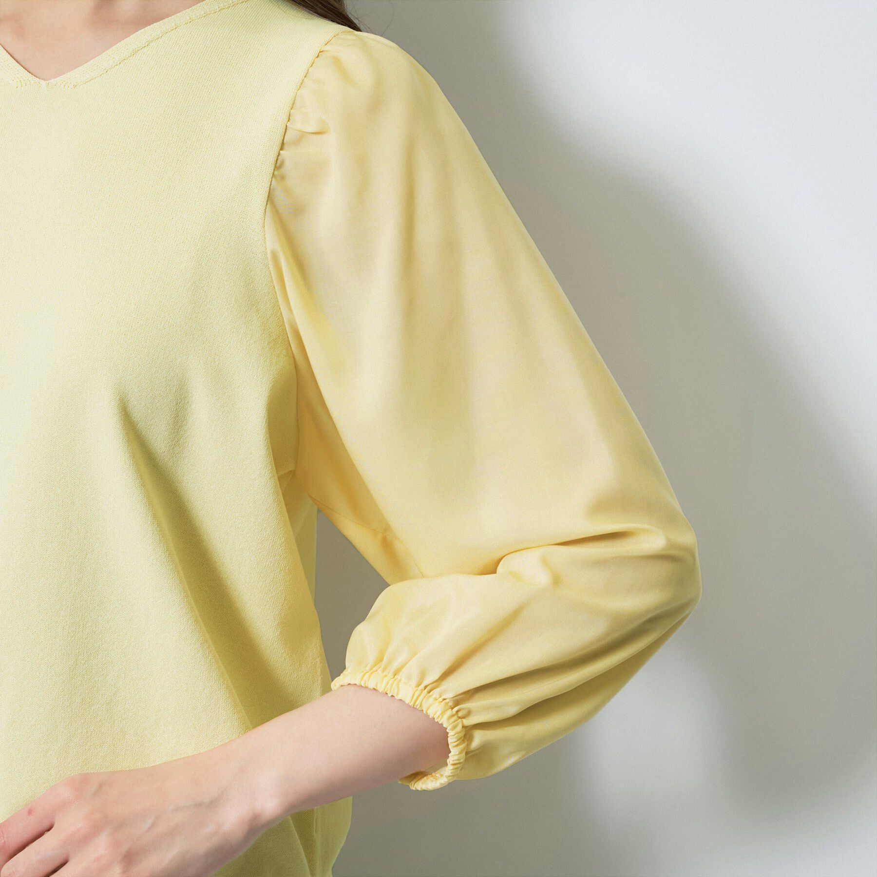 INDIVI「【洗える／袖丈調整可能】シャツコンビニット」|ニット・セーター|